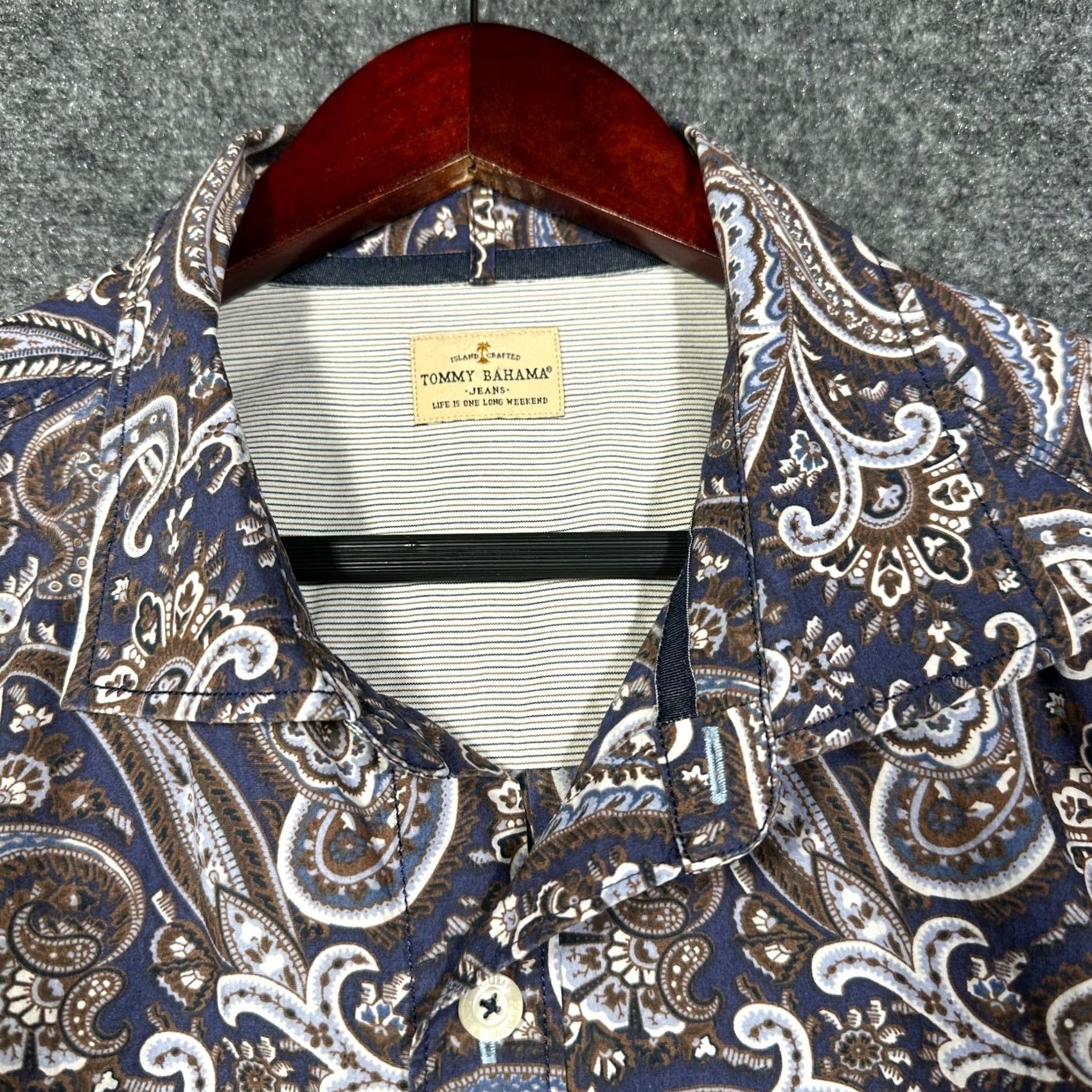 Tommy Bahama Tommy Bahama Jeans Shirt Mens XL Button Down Cotton Blue Paisley Pocket Size US XL / EU 56 / 4 - 5 Thumbnail
