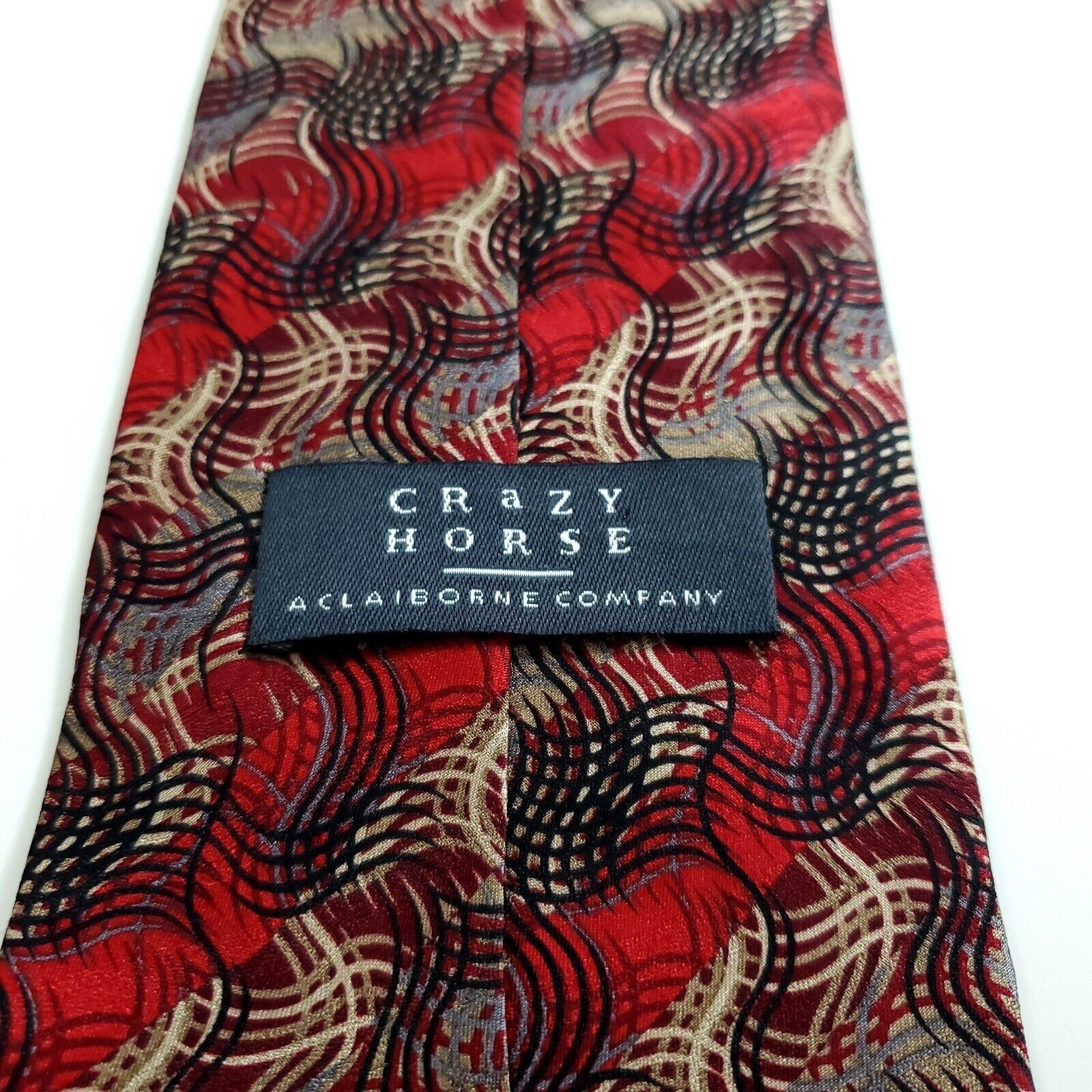Liz Claiborne Crazy Horse Claiborne Stain Resistant Print Red Tan Abstract Size ONE SIZE - 3 Thumbnail