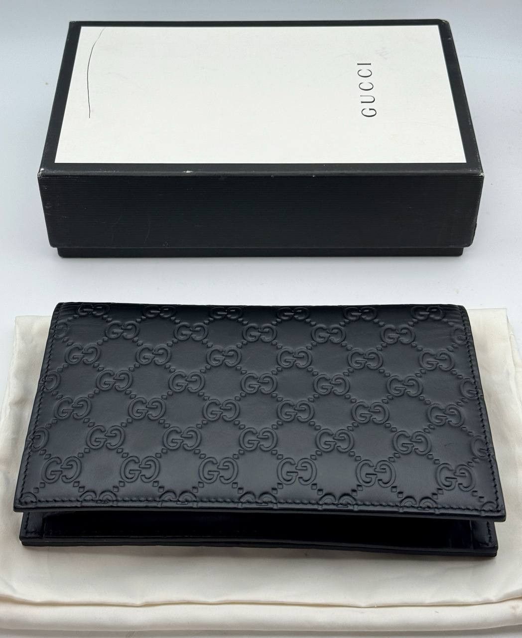 Gucci Gucci Wallet Chain Crossbody Bag Guccisima Leather Black Size ONE SIZE - 9 Thumbnail