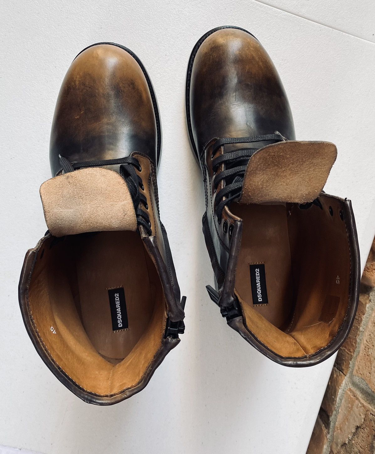 Dsquared2 Dsquared2 🇮🇹 marbled Brown calf Goodyear ankle boots 12 NEW Size US 12 / EU 45 - 11 Thumbnail