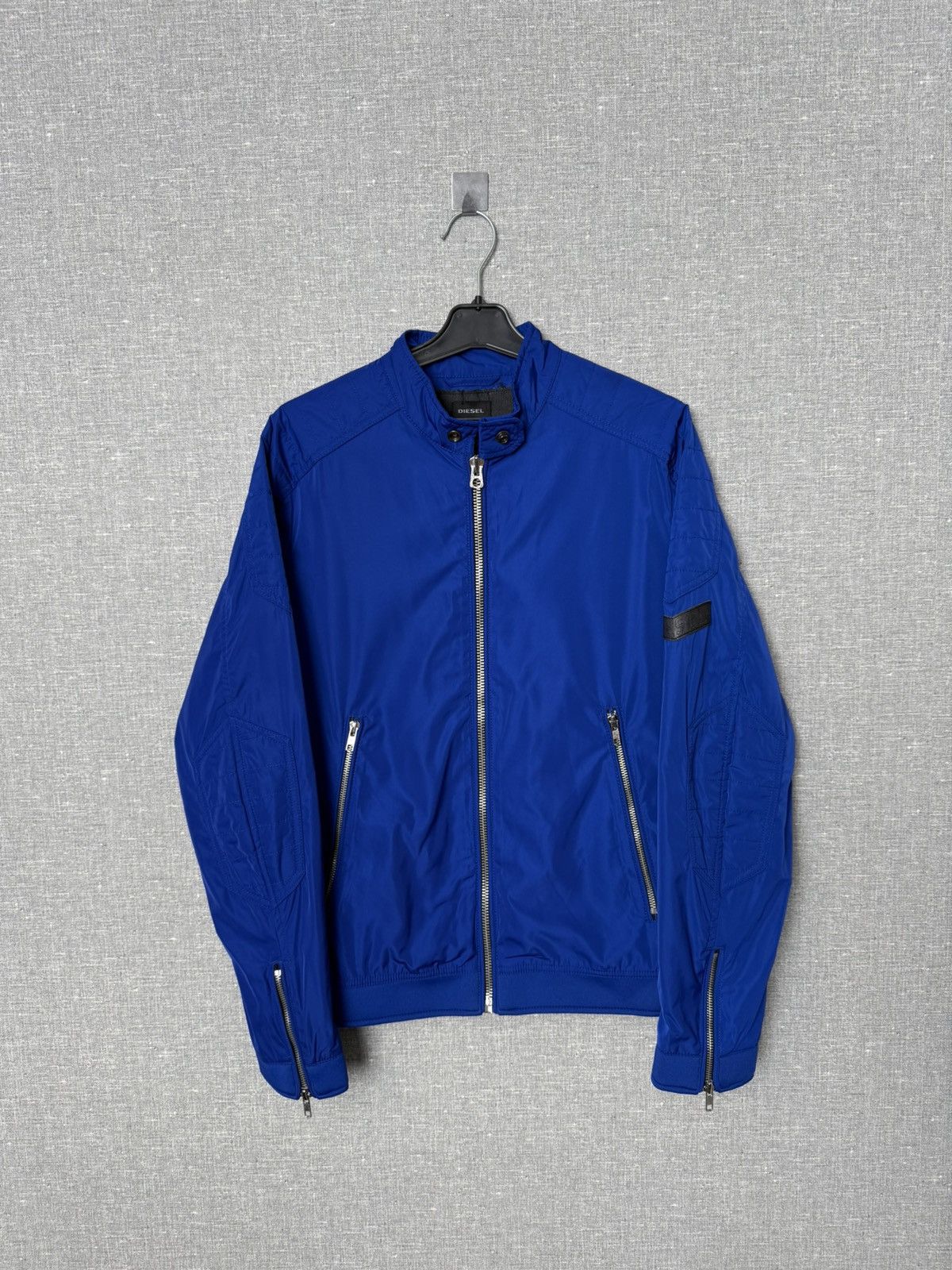 Diesel Diesel Blue Nylon Bomber Jacket Men’s Size M with Logo Patch Size US M / EU 48-50 / 2 - 1 Thumbnail