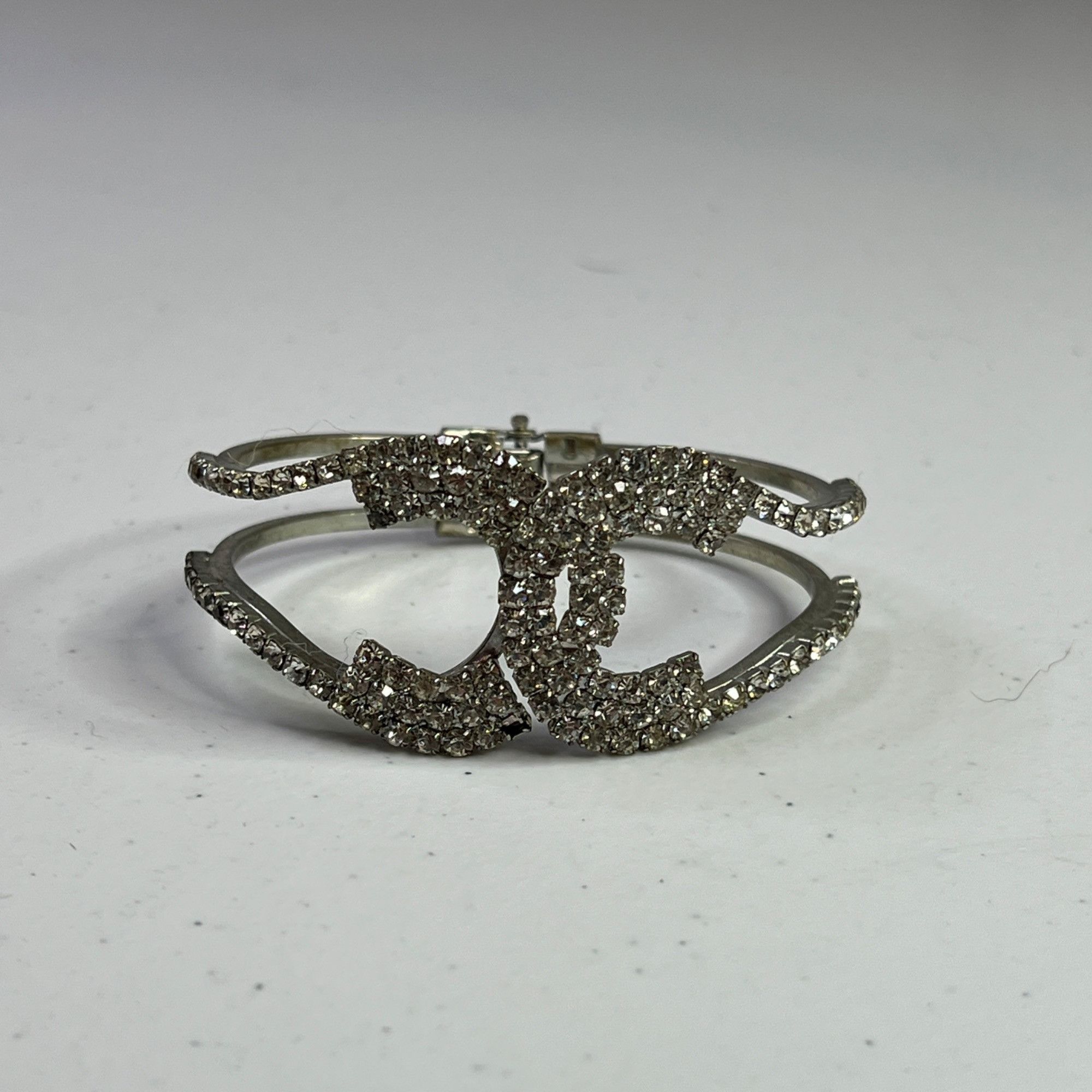 Other Silver-Tone Rhinestone Bangle Bracelet With Double C Design Size ONE SIZE - 9 Thumbnail