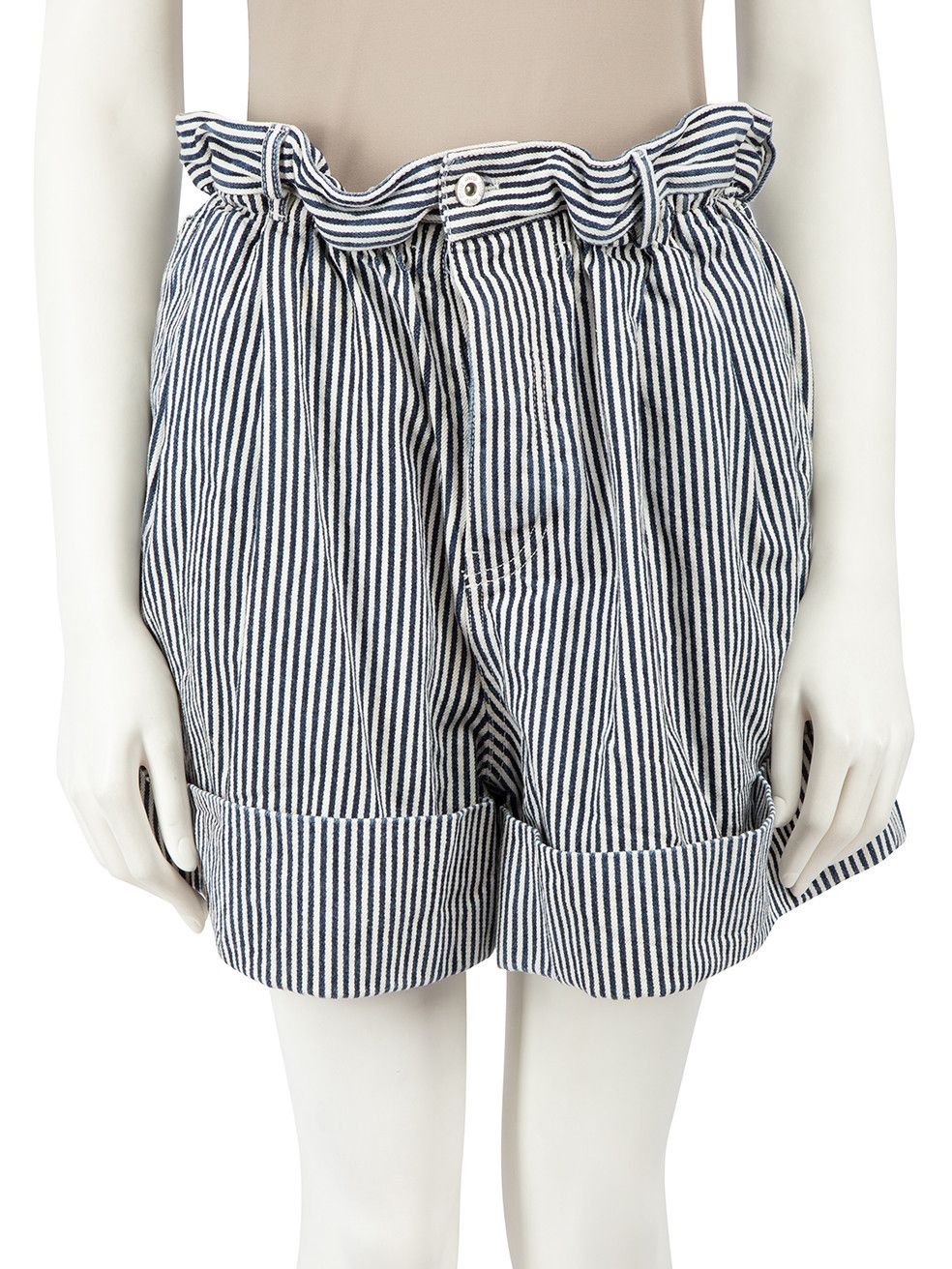 image of Miu Miu 2019 Navy Striped Shorts, Women's (Size 34)