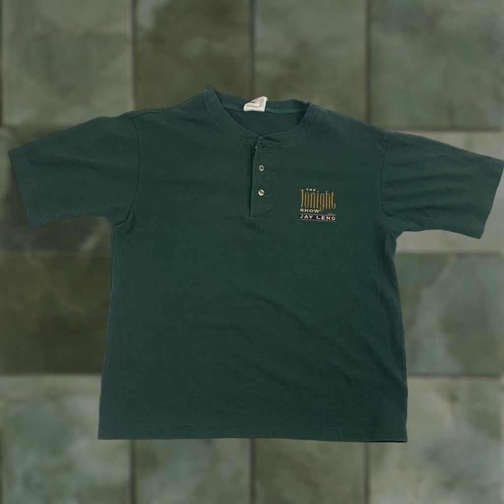 Vintage VINTAGE Tonight Show With Jay Leno Shirt Adult Small Green Henley Neck 90s TV Size US S / EU 44-46 / 1 - 1 Thumbnail