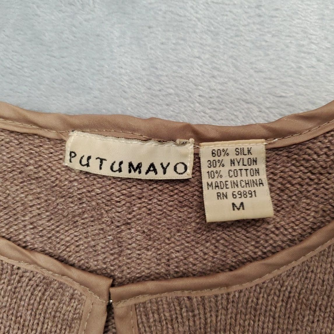 Vintage VINTAGE Putumayo Sweater Womens M Brown Silk Blend Cropped Embroidered Cardigan Size M / US 6-8 / IT 42-44 - 4 Thumbnail