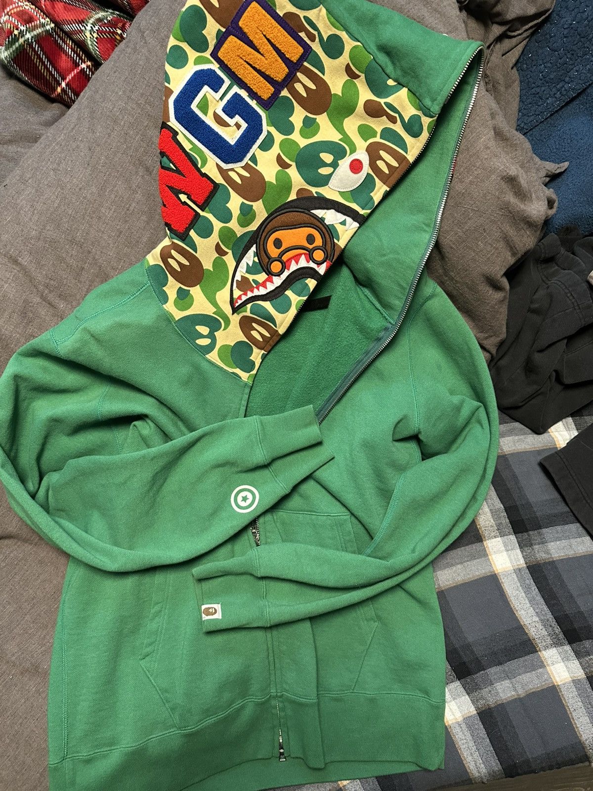 Bape Vintage Baby Milo green camo full zip shark mouth Size US XL / EU 56 / 4 - 1 Thumbnail