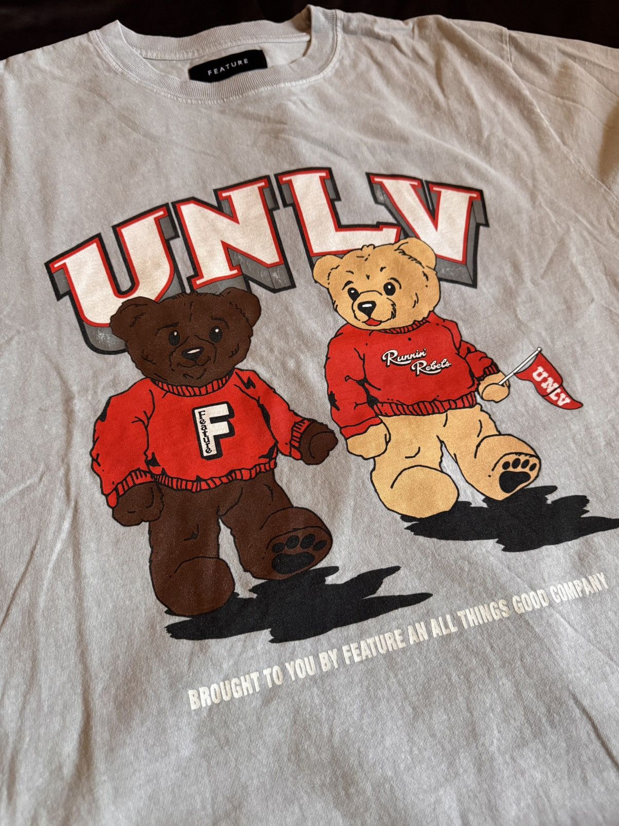 Feature La X Unlv Runnin Rebels Teddy Bear Graphic T-Shirt in Beige, Men's (Size Xxl) — image 3 of 6