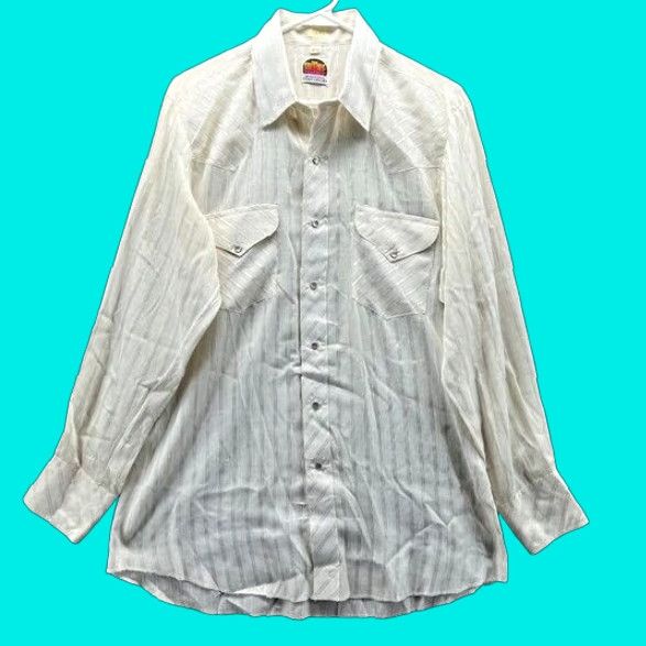 Vintage Miller Shirt Men 16-33 Yellow Striped Western Linen Button-Up Long Sleeve Casual Business Workwear Vintage No N/A Size US L / EU 52-54 / 3 - 1 Thumbnail