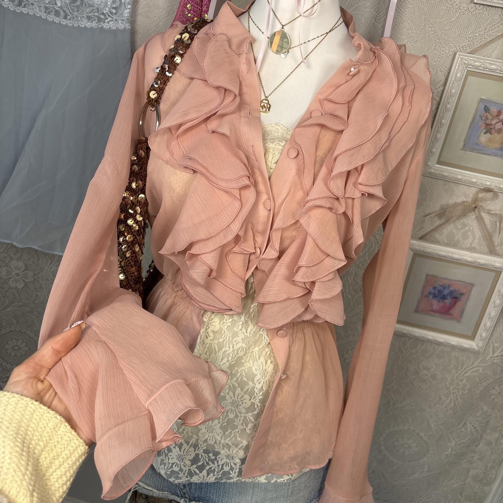 Other y2k coquette ruffle button up blouse Size S / US 4 / IT 40 - 3 Thumbnail