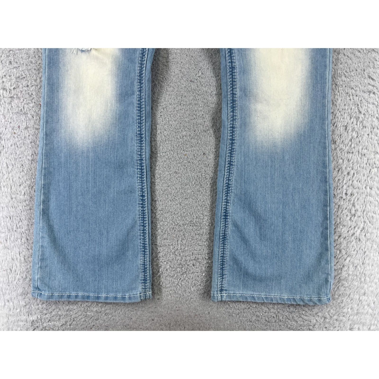 Denime Ariya Jeans Womens 28x30 Blue Denim Flared Distressed Light Wash Size 28" / US 6 / IT 42 - 2 Thumbnail