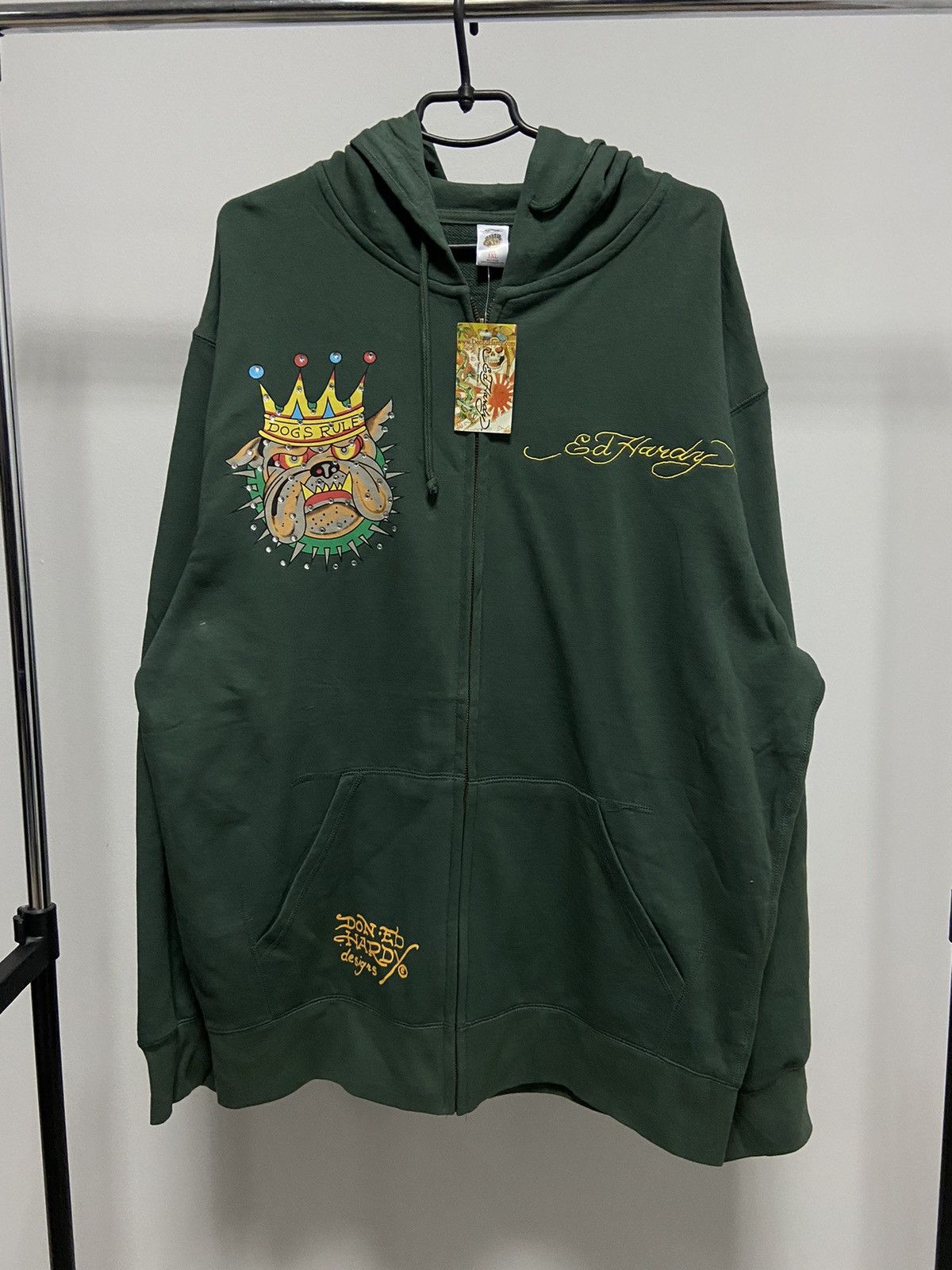 Ed Hardy × Vintage Ed Hardy Bullldog Dogs Rule Hoodie Big Logo Vintage Size US XXL / EU 58 / 5 - 2 Thumbnail