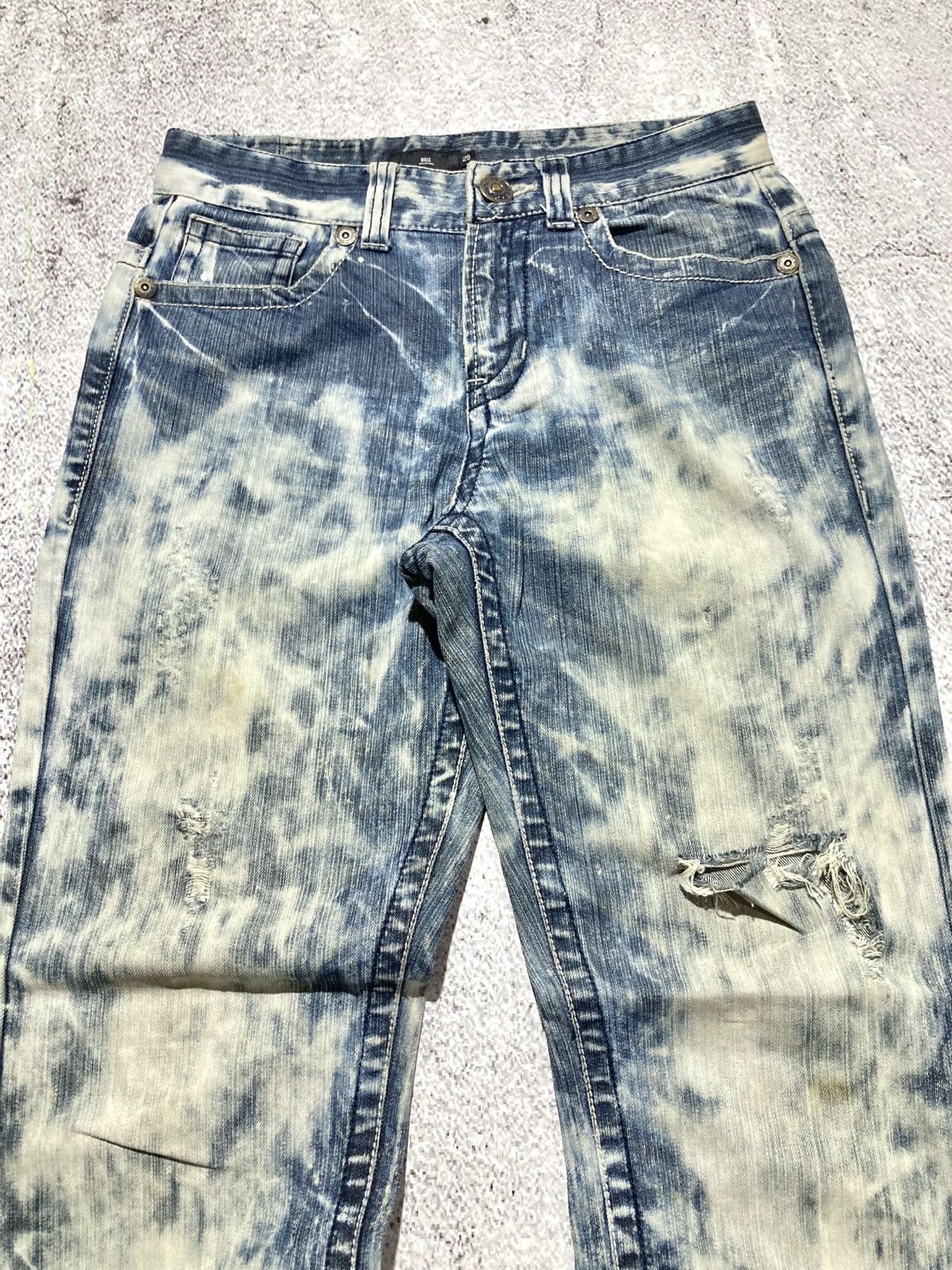 Japanese Brand 2000s Ugiz Distressed Ripped Acid Wash Denim Tornado Style Size US 29 - 4 Thumbnail
