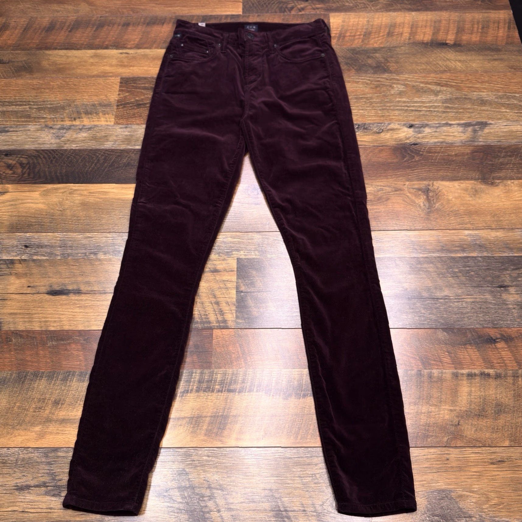 Citizens Of Humanity Citizens of Humanity Jeans Skinny Velvet High Rise 25 Burgundy Women 5-Pocket City Stretch Regular Inseam 29 Size 42" / US 20 - 2 Thumbnail