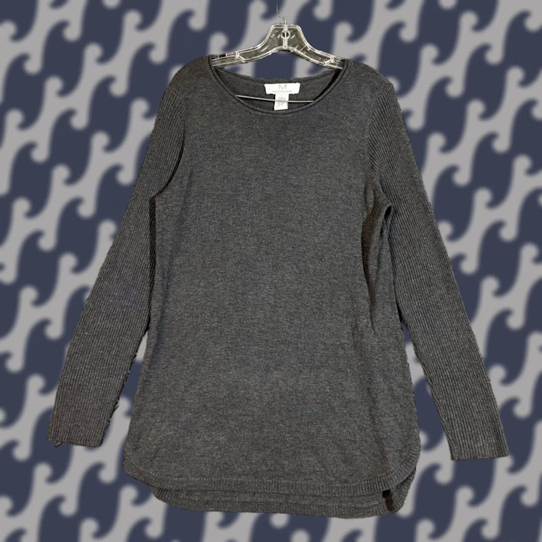 Vintage Magaschoni Women's Sweater L Gray Rayon Cashmere Blend Long Sleeve Pullover Size L / US 10 / IT 46 - 1 Thumbnail