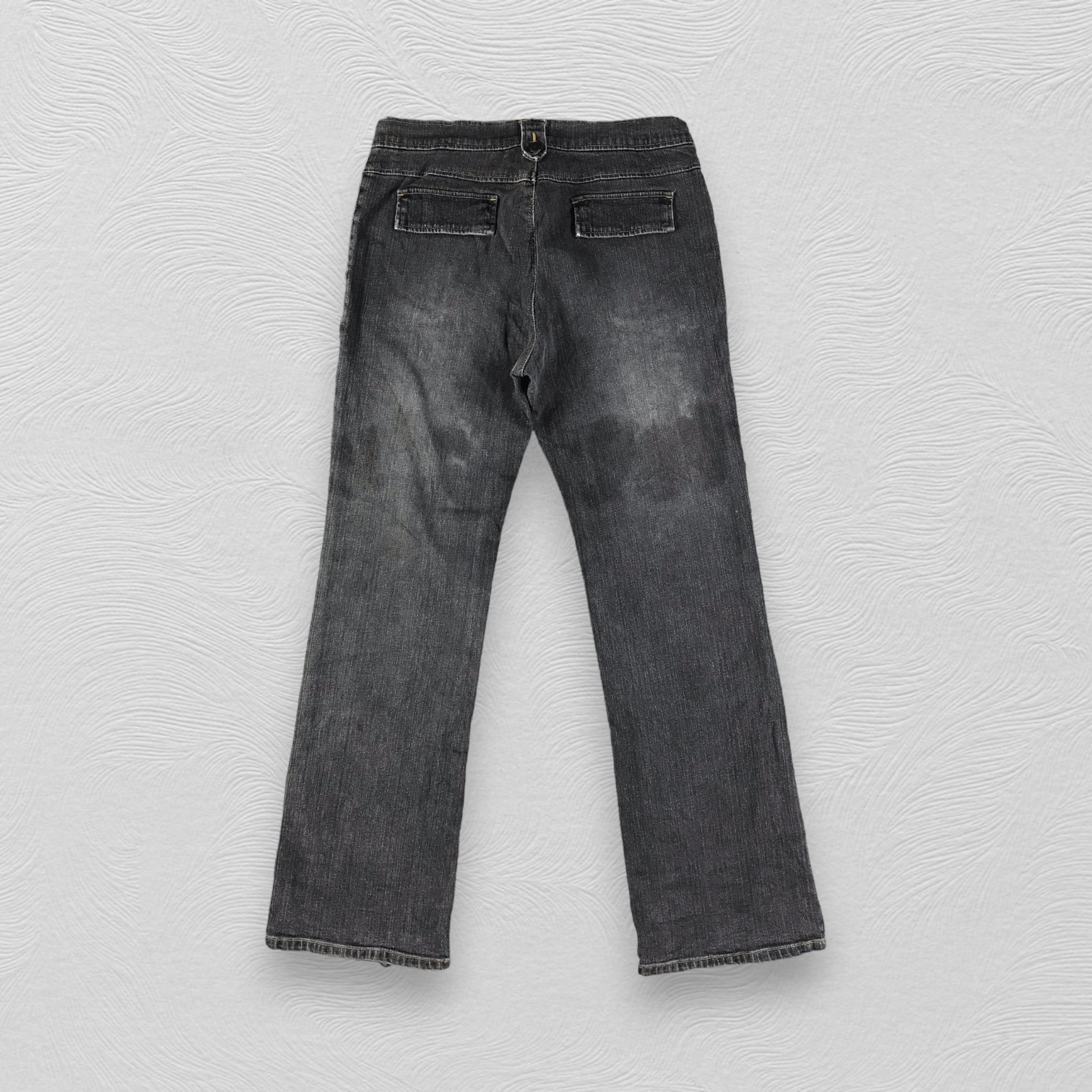 Japanese Brand IY Basics Bush Pants Jeans Faded Black Flare Denim KJ1653 Size US 28 / EU 44 - 2 Thumbnail