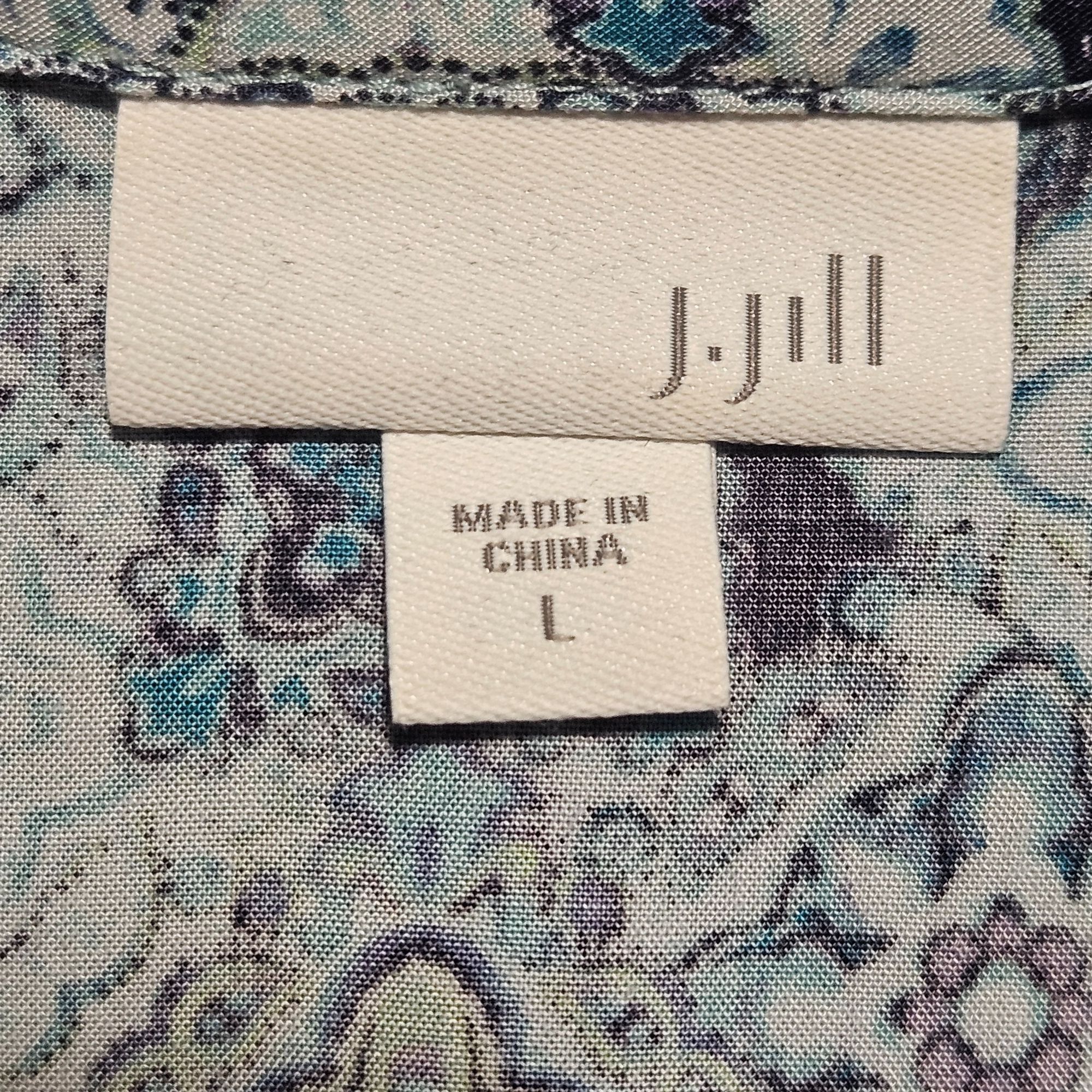 J. Jill J. Jill Women’s Blue Print Top L Button Down Boho Chic Coast Size L / US 10 / IT 46 - 4 Thumbnail