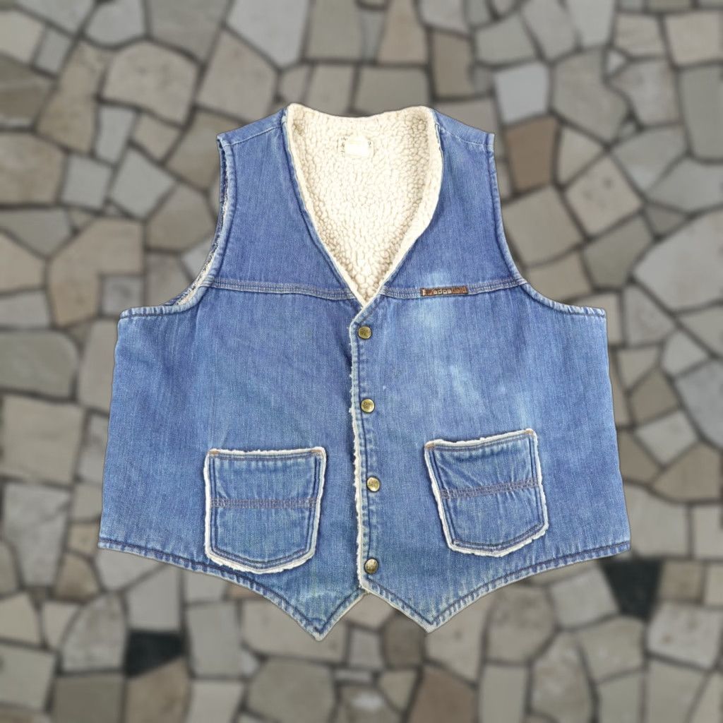 Denime Vintage Sedgefield Vest Men XL Denim Do Nothing Sherpa Lined Snap Up Western 70s Size US XL / EU 56 / 4 - 1 Thumbnail