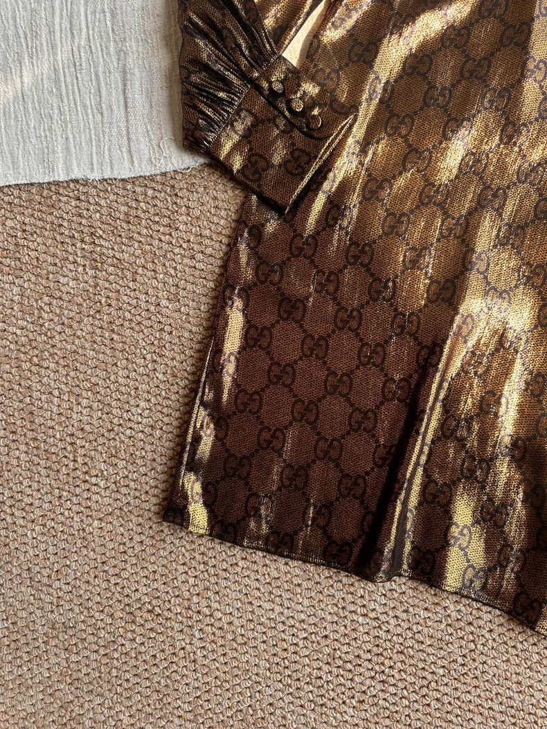 Gucci Gucci SS24 Logo pattern full-print long-sleeved dress Size S / US 4 / IT 40 - 4 Thumbnail