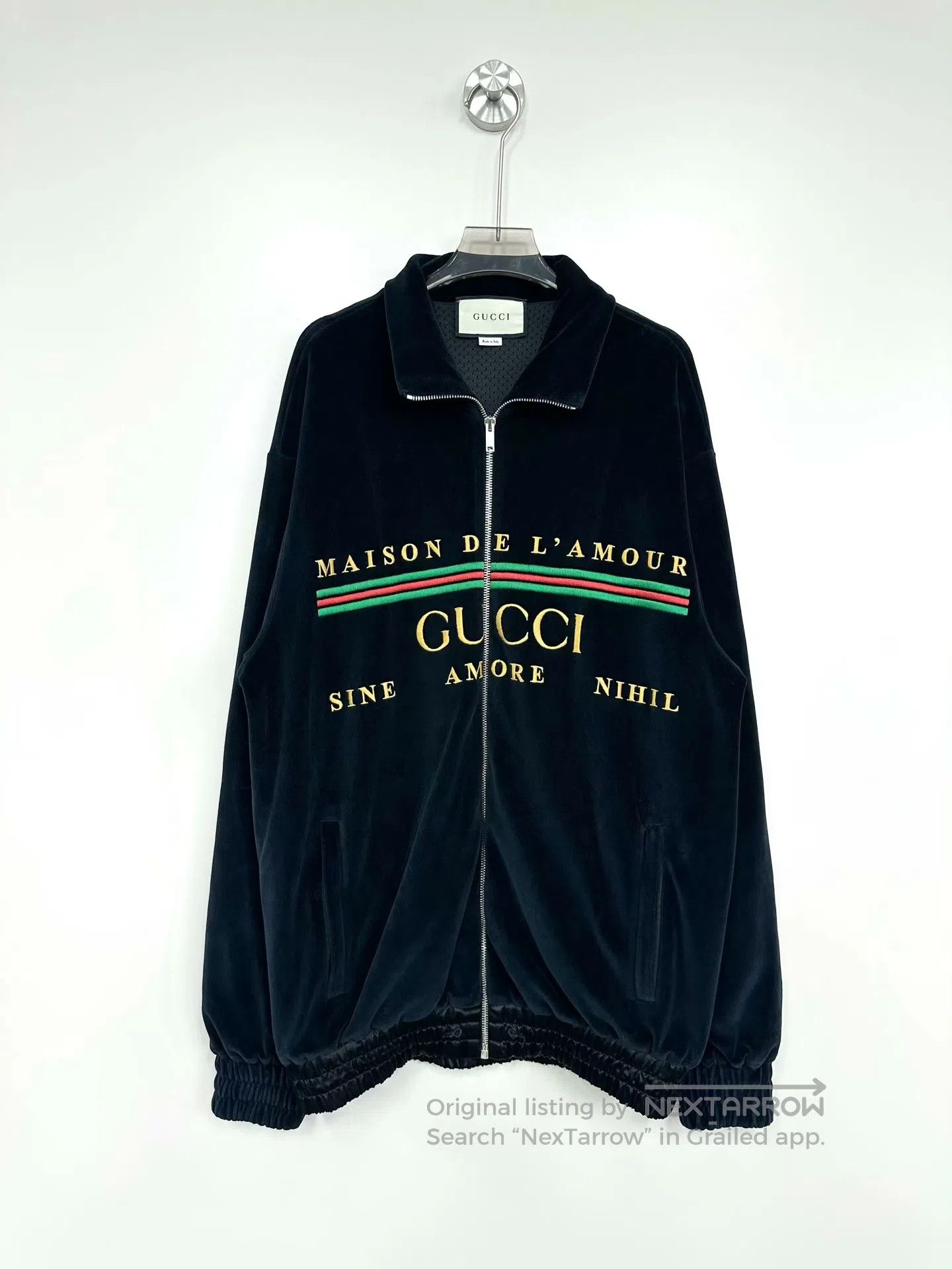 Gucci Guicci Black embroidered letter logo velvet zipper jacket| Size US XS / EU 42 / 0 - 1 Thumbnail