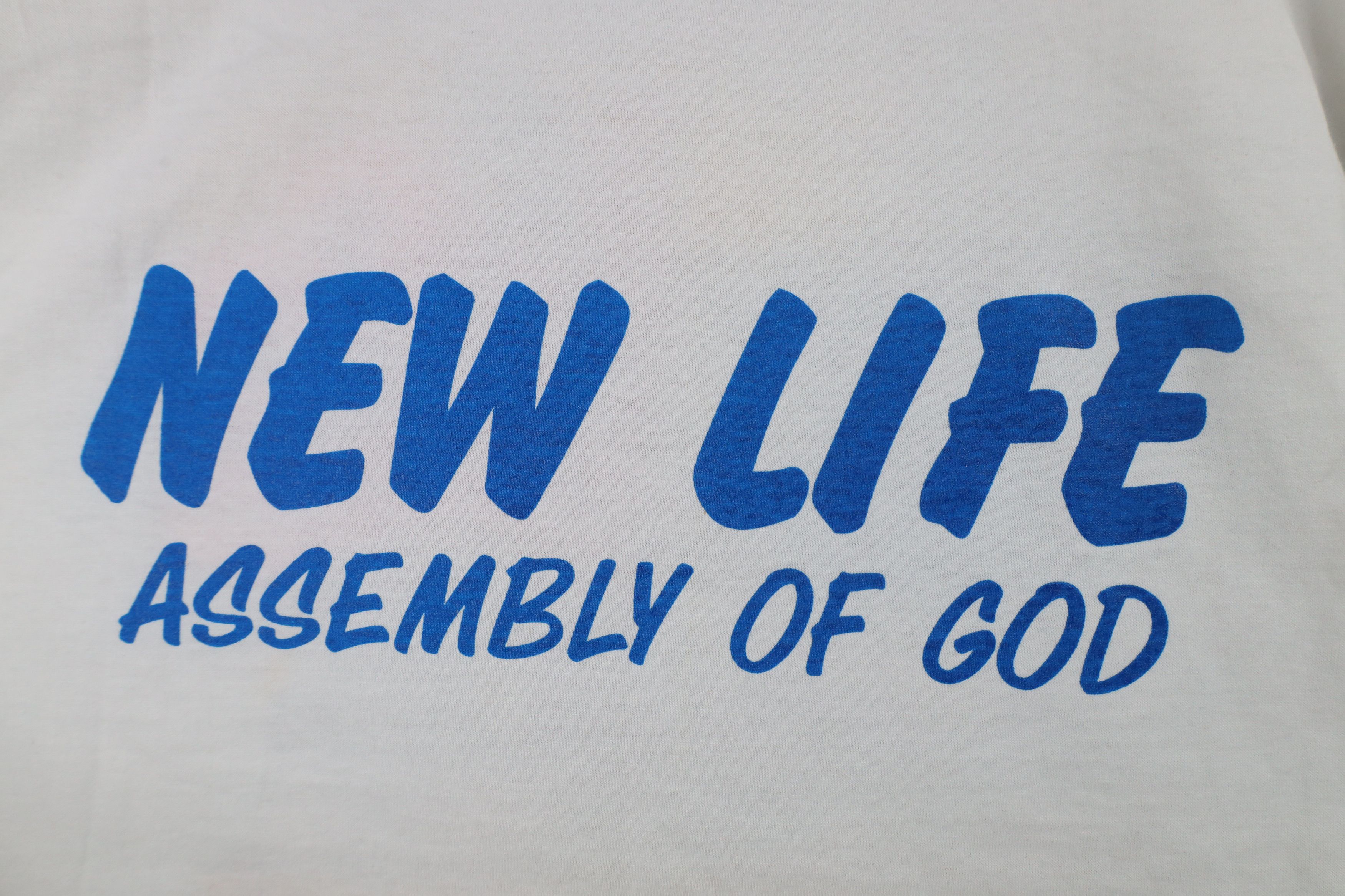 Vintage Vintage 90s Spell New Life Jesus Christian T-Shirt White USA Size XL / US 12-14 / IT 48-50 - 9 Thumbnail