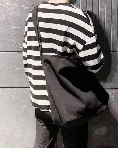 Fashion Canvas Tote Shoulder Bag Messenger Bag in Black, Men's
