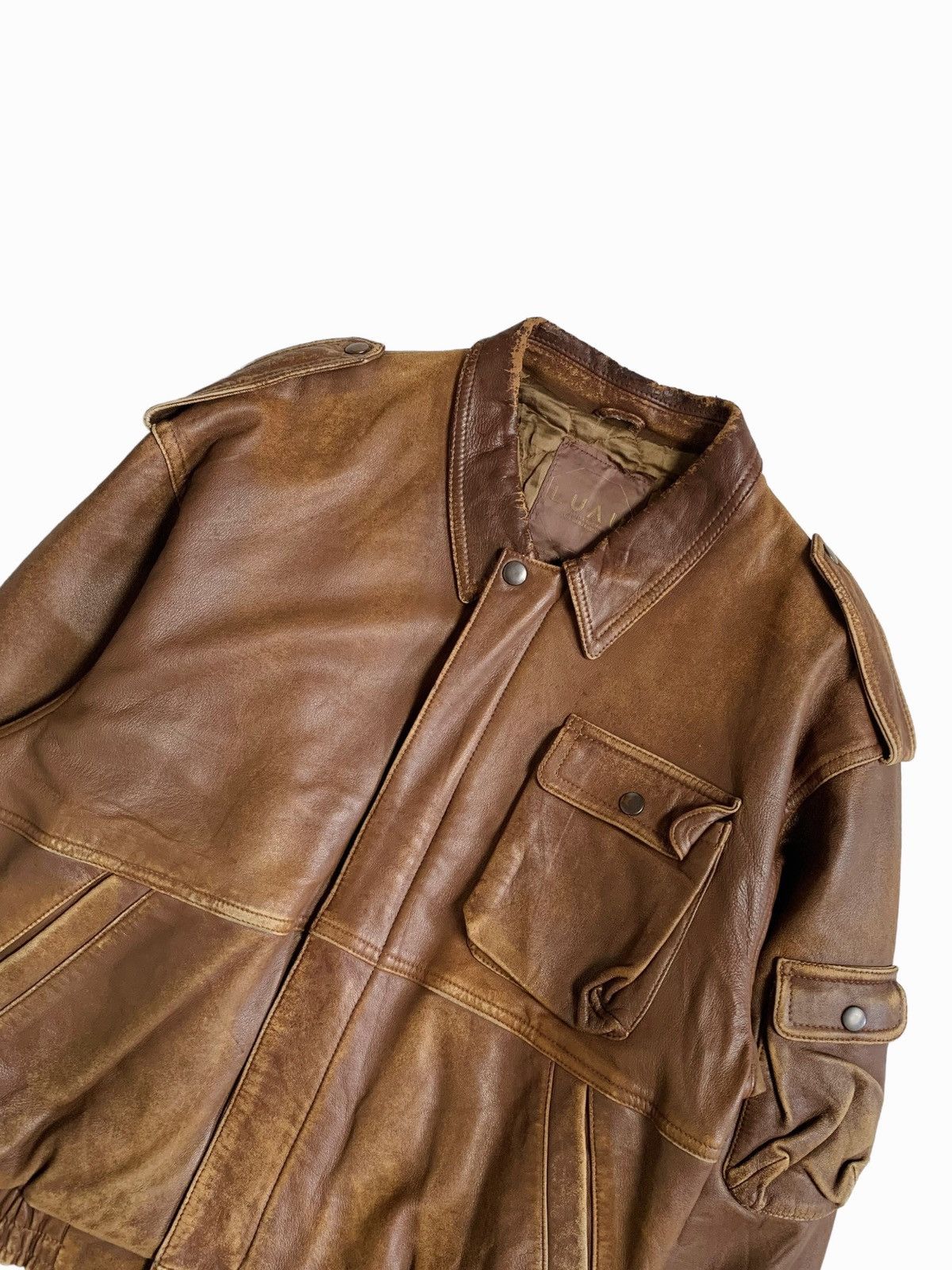 If Six Was Nine 1990s Luau Atsukawa - 3D Pocket Leather Cargo Jacket Size US L / EU 52-54 / 3 - 6 Thumbnail