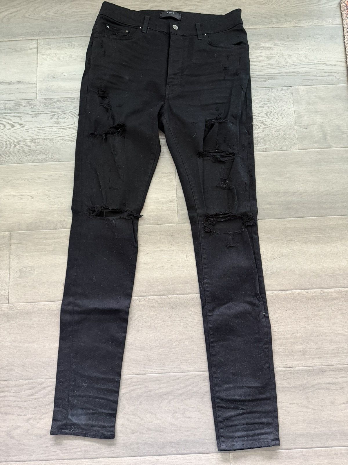 Amiri Amiri skinny stretch jet black jeans size 34 Size US 34 / EU 50 - 1 Thumbnail