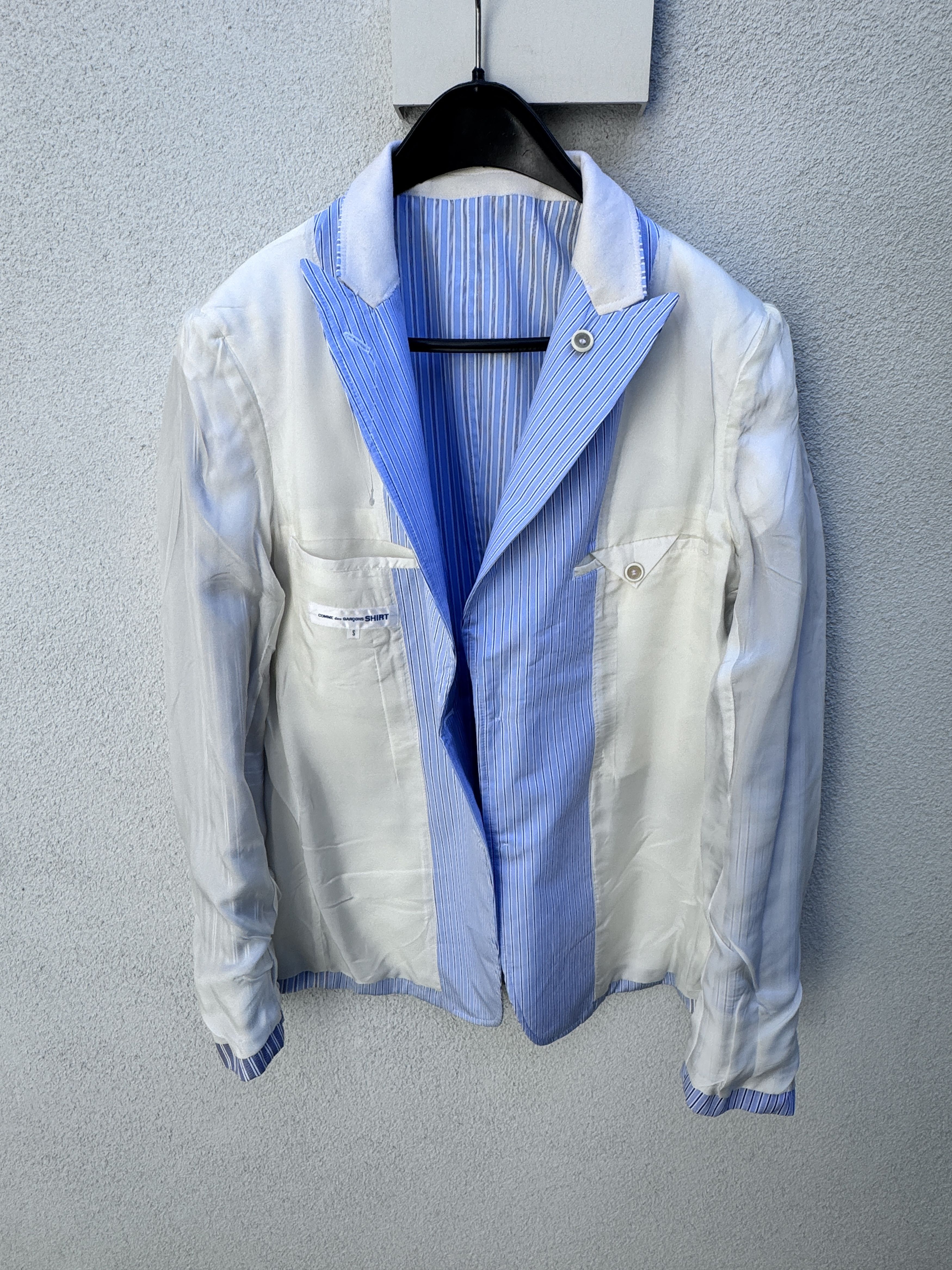 Comme des Garcons COMME des GARCONS SHIRT Blue White Striped Cotton Blazer S Size 48S - 9 Thumbnail