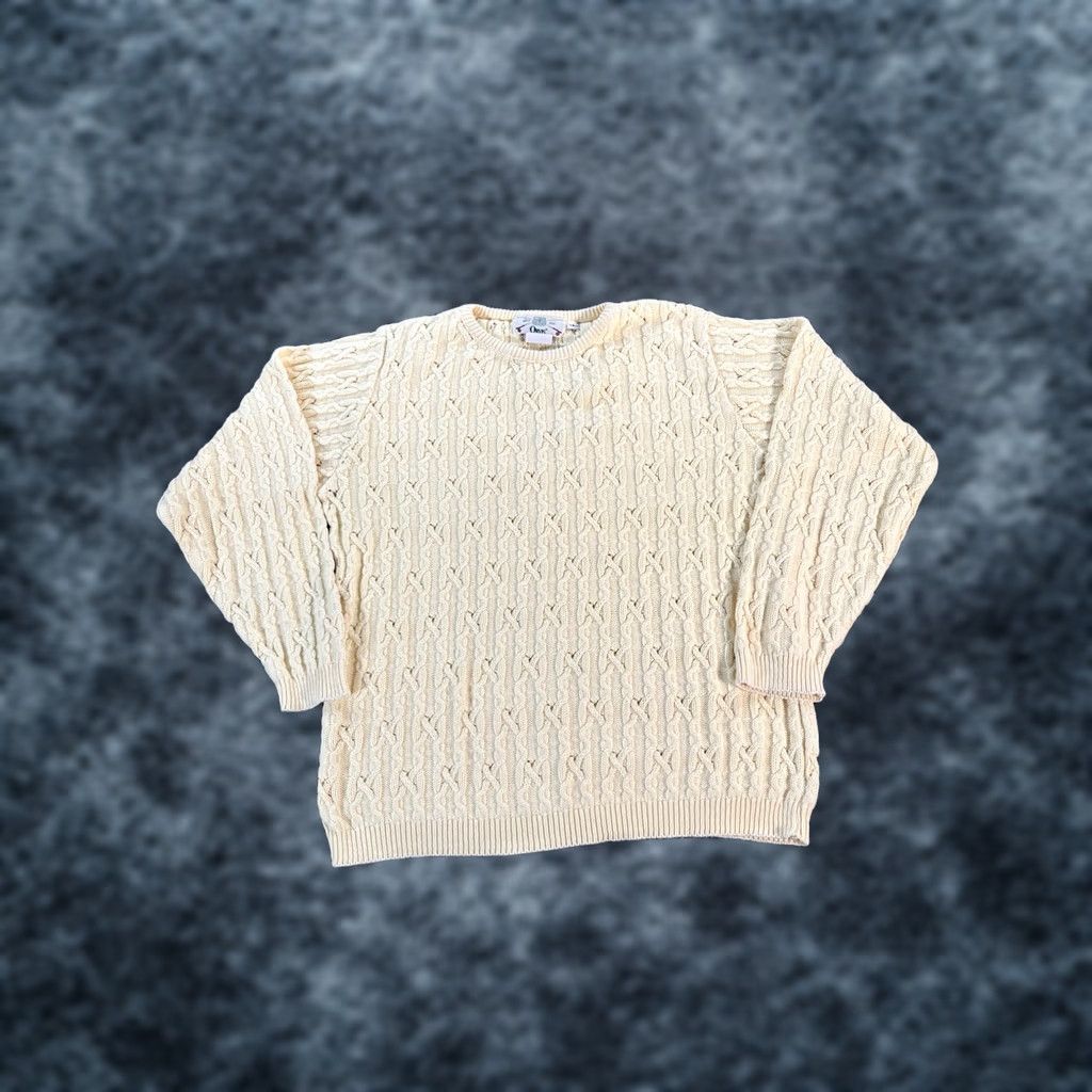 Orvis VINTAGE Orvis Sweater Casual Womens Medium Cable-Knit Crew Neck Yellow 90s Pullover Girls? Size M / US 6-8 / IT 42-44 - 1 Thumbnail