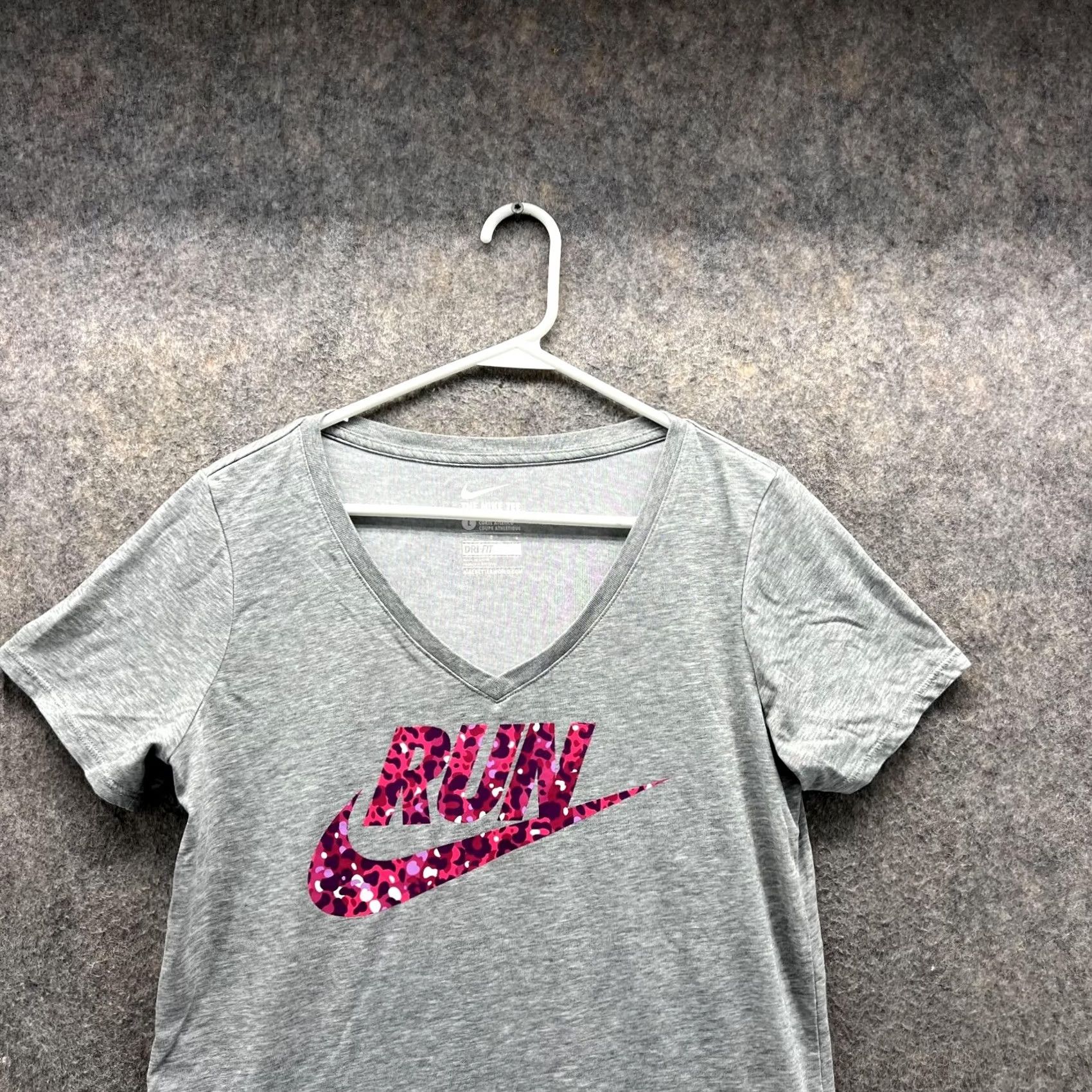 Nike Nike Shirt Women Large Gray Dri-Fit Swoosh Running T-Shirt Sportswear Casual Everyday Spring Summer Winter Size L / US 10 / IT 46 - 2 Thumbnail
