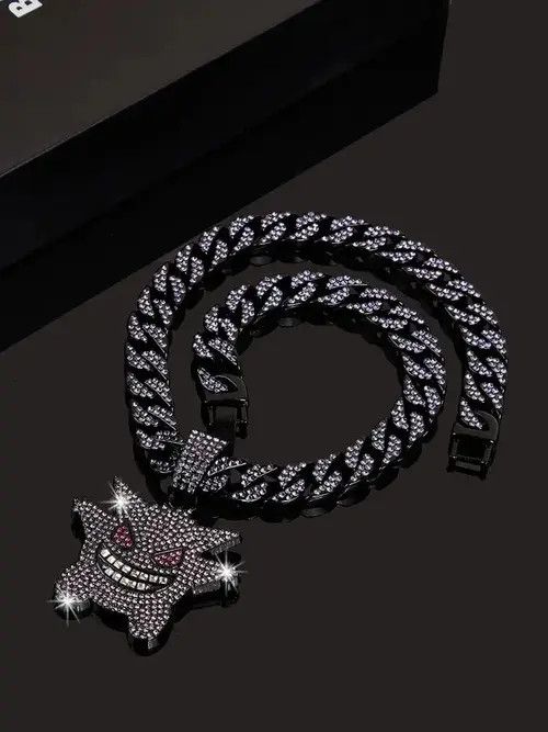 Jewelry Pokemon Purple Ice Cuban Necklace Size ONE SIZE - 4 Thumbnail