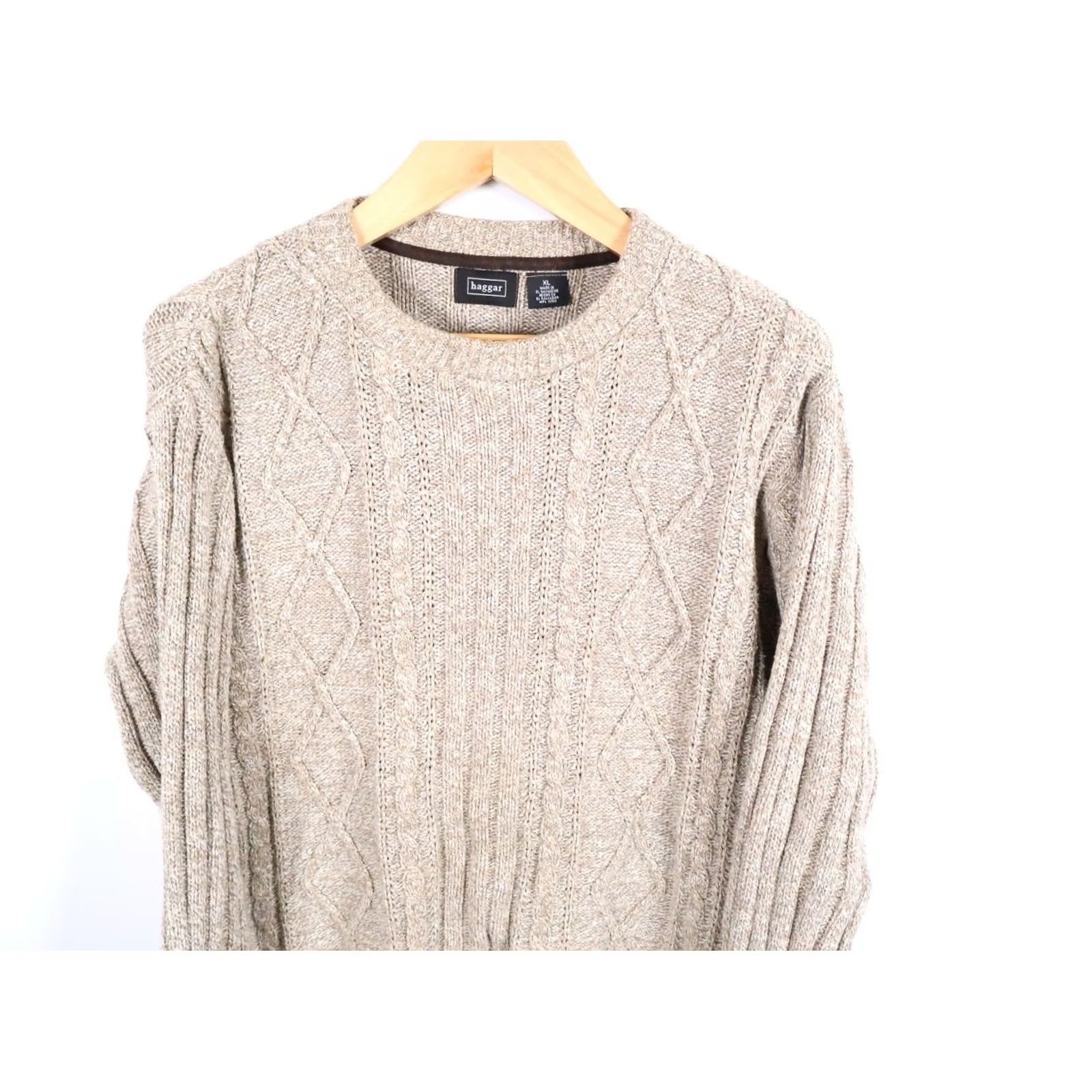 Haggar Haggar Cable Knit Sweater Men XL Beige Cotton Knit Crewneck Vintage Preppy Dad Style pullover Size US XL / EU 56 / 4 - 4 Thumbnail