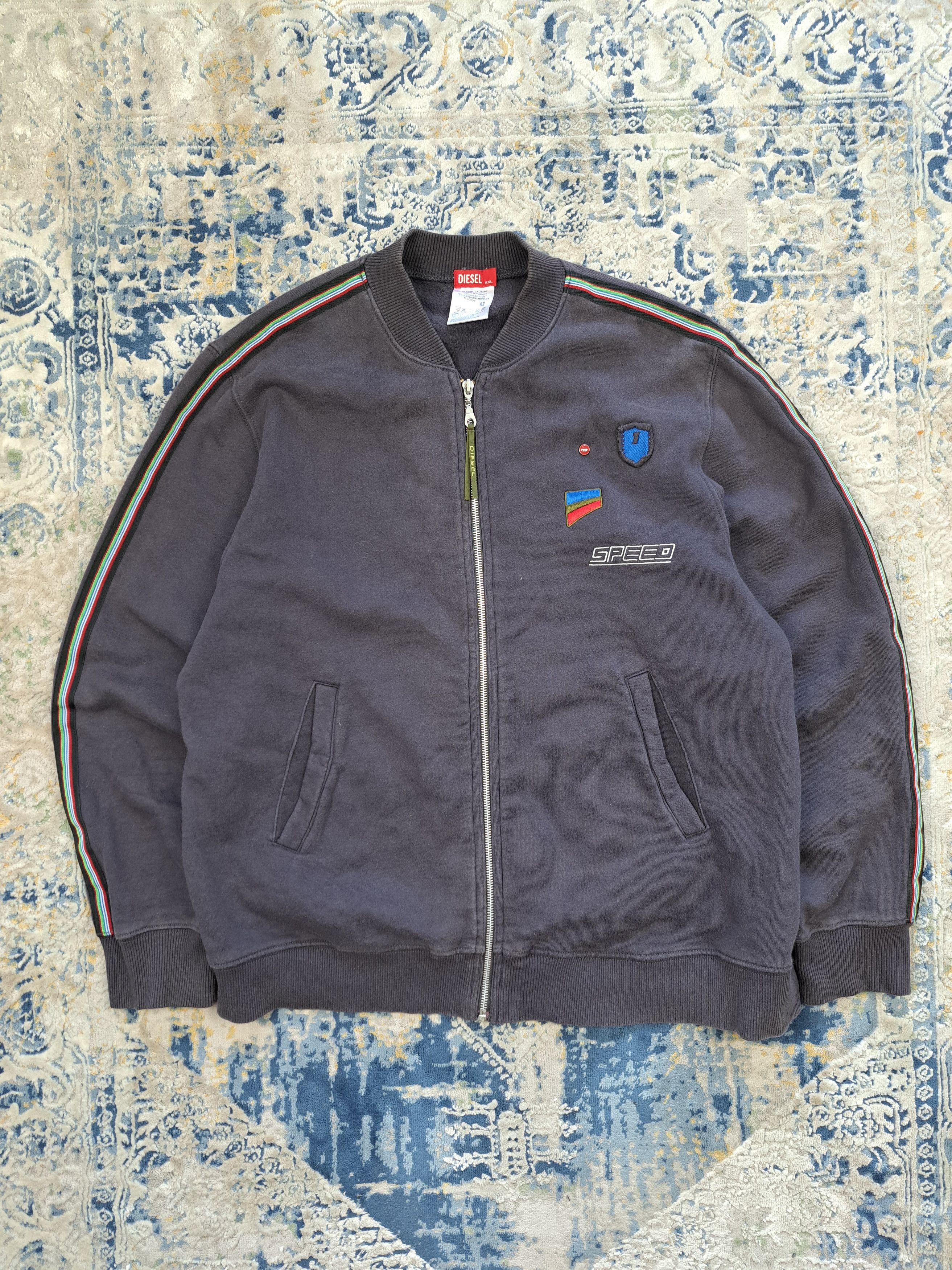 Diesel Vintage 00s Diesel Zip Up Sweatshirt Bomber y2k Racing Size US XXL / EU 58 / 5 - 1 Thumbnail