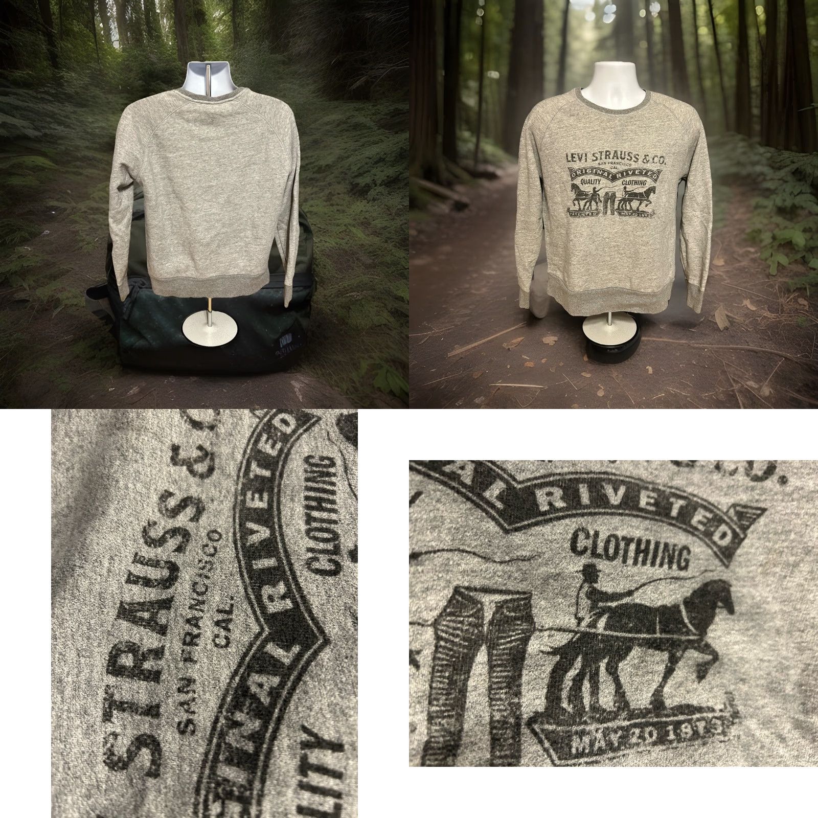 Levi's VINTAGE Levi's Sweatshirt Pullover Unisex Adults Large Heather Gray Front Graphic Logo Size US L / EU 52-54 / 3 - 8 Thumbnail