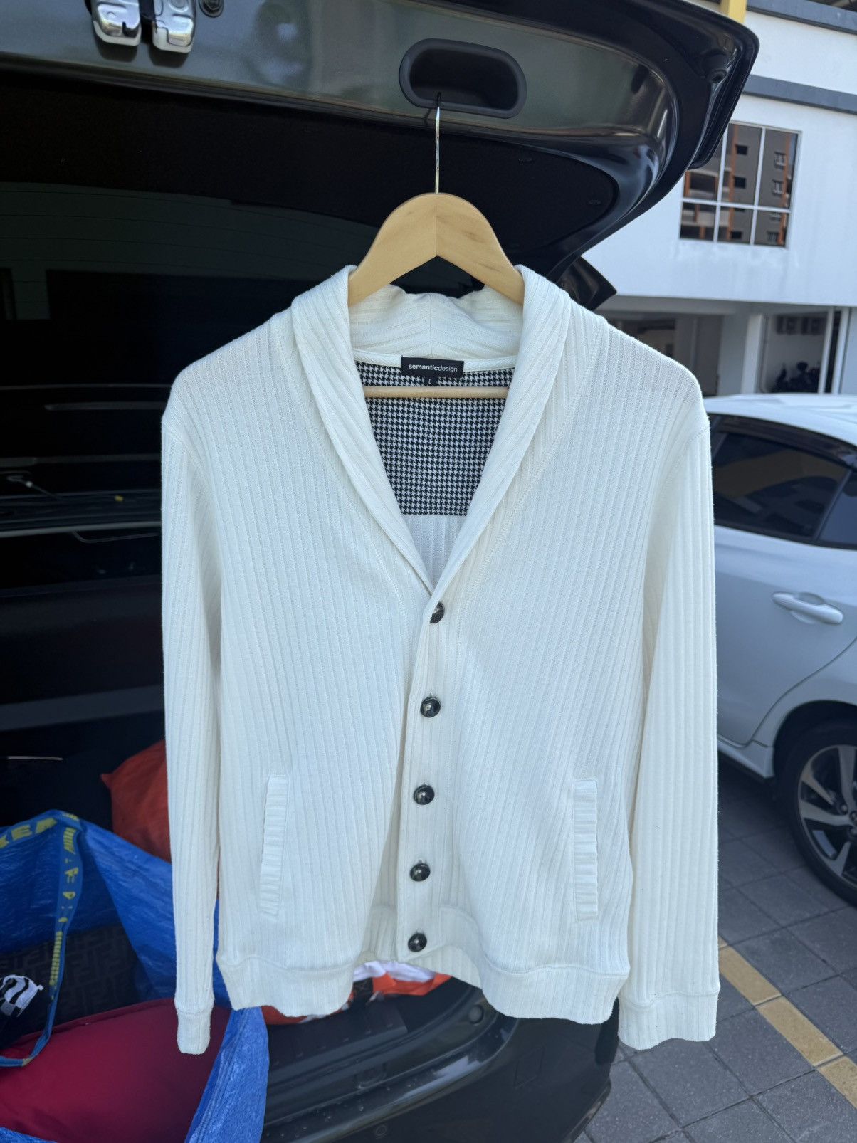 semanticdesign Vintage Semantic Design White Cream Cardigan Jacket Size L / US 10 / IT 46 - 1 Thumbnail