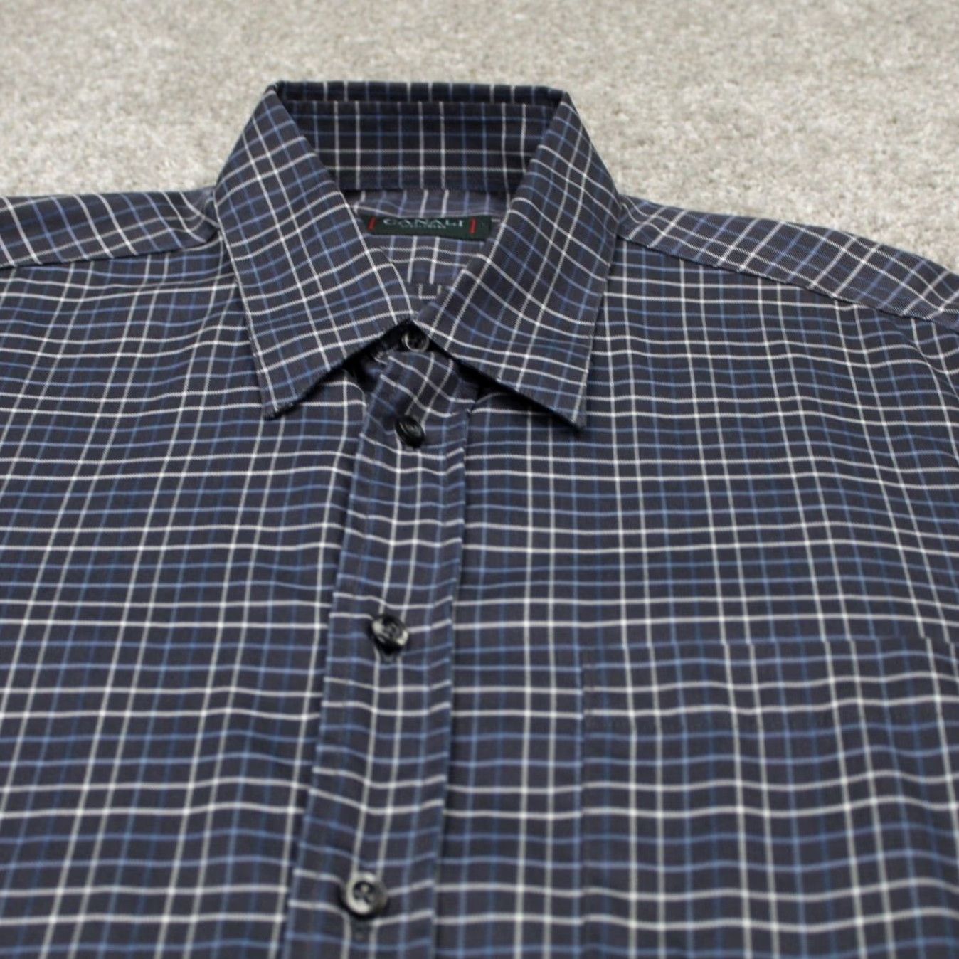 Canali Canali Shirt Mens Medium Blue & White Checkered 100% Cotton Long Sleeve Button Up Shirt Mens Blue & White Checkered Cotton Button-Up Modern Preppy Size US M / EU 48-50 / 2 - 4 Thumbnail