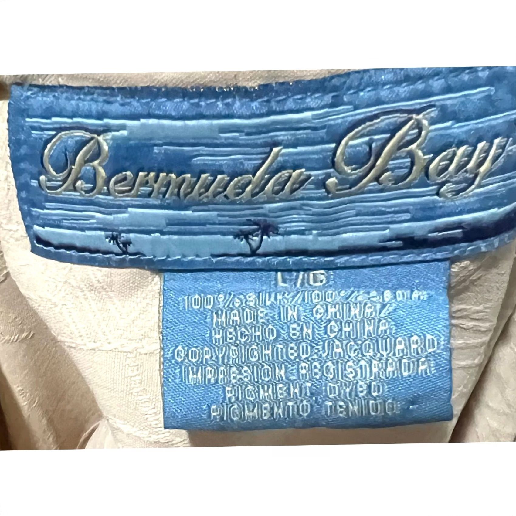 Vintage Bermuda Bay Men's Silk Shirt Beige Hawaiian Button Down Short Sleeve Large Size US L / EU 52-54 / 3 - 3 Thumbnail