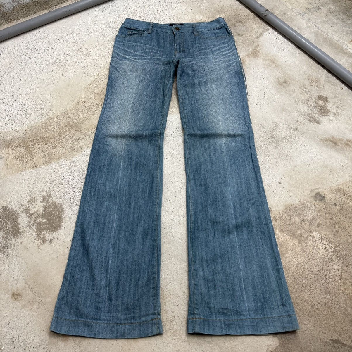 Burberry Flare Burberry Nova Check Line Whisker Denim Pants Size 27" / US 4 / IT 40 - 1 Thumbnail