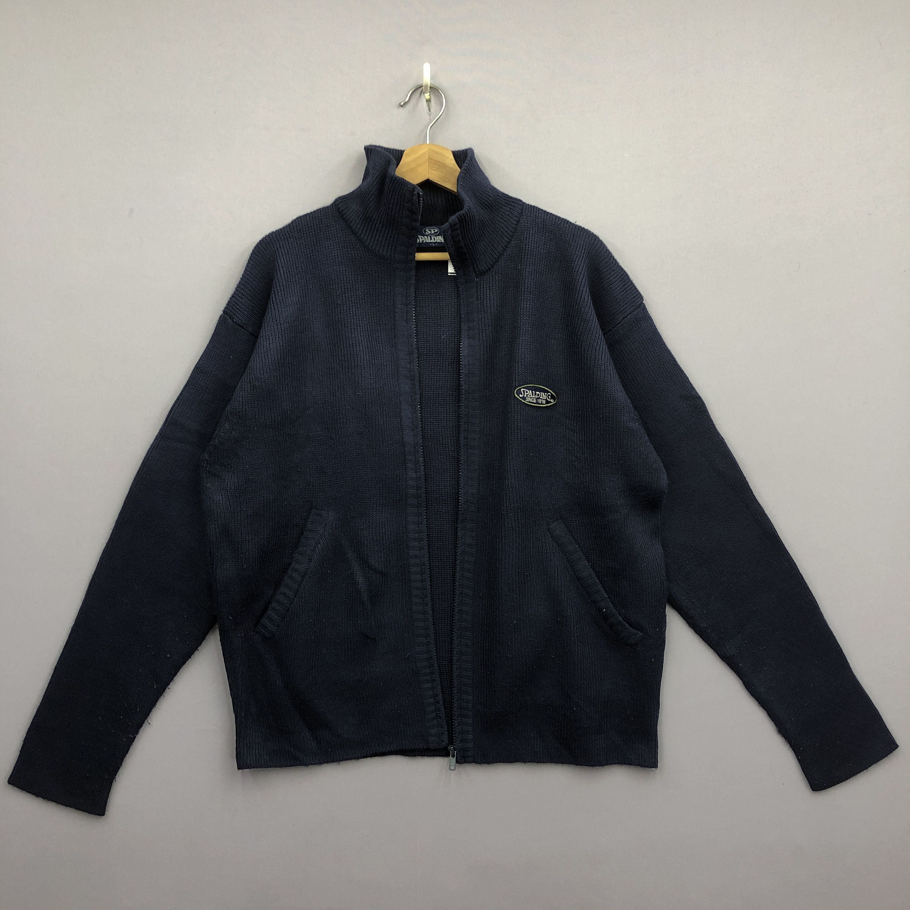 Spalding × Vintage Vintage 90s Spalding Zipper Knit Sweater Sweatshirt Size US L / EU 52-54 / 3 - 2 Thumbnail