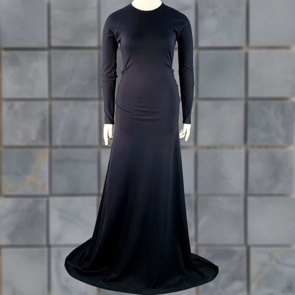 Jil Sander JIL SANDER Navy Long Evening Gown Ruched Viscose Blend Size 10 Womens Italy Size L / US 10 / IT 46 - 1 Thumbnail