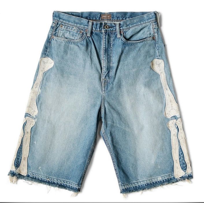 Kapital KAPITAL 14oz denim shorts bone Skeleton 30 | Grailed