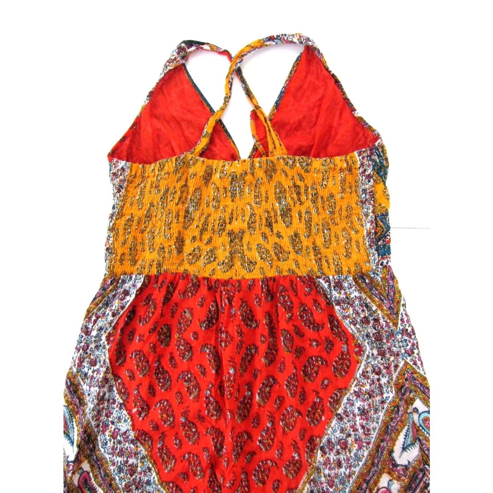 Vintage Nostalgia Rayon Red Orange Green Paisley Floral Long Maxi Slip Tank Dress XL Size XL / US 12-14 / IT 48-50 - 5 Thumbnail