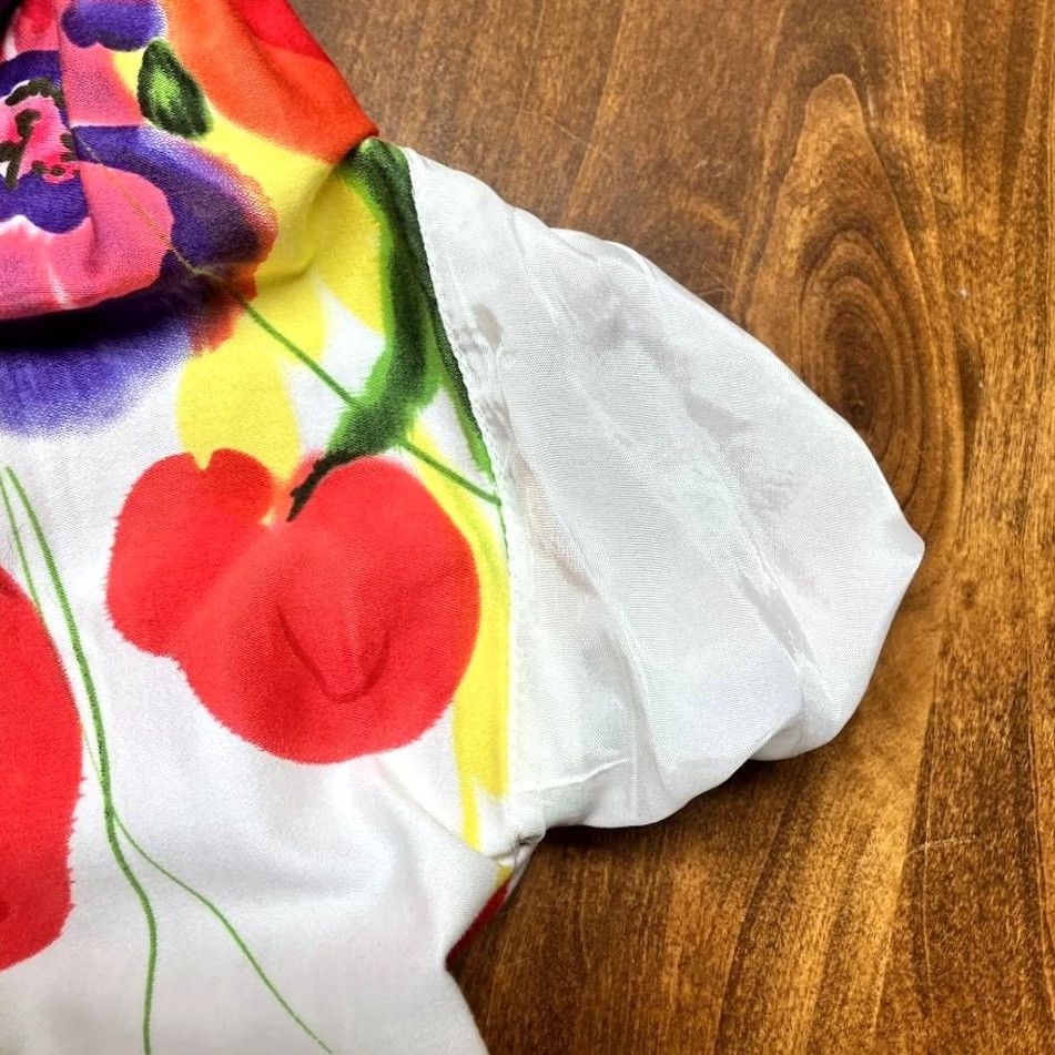 Vintage Eliza J White Floral Fit & Flare Dress Sleeveless V-Neck Size 4 Women's Knee Length Womens Size S / US 4 / IT 40 - 5 Thumbnail