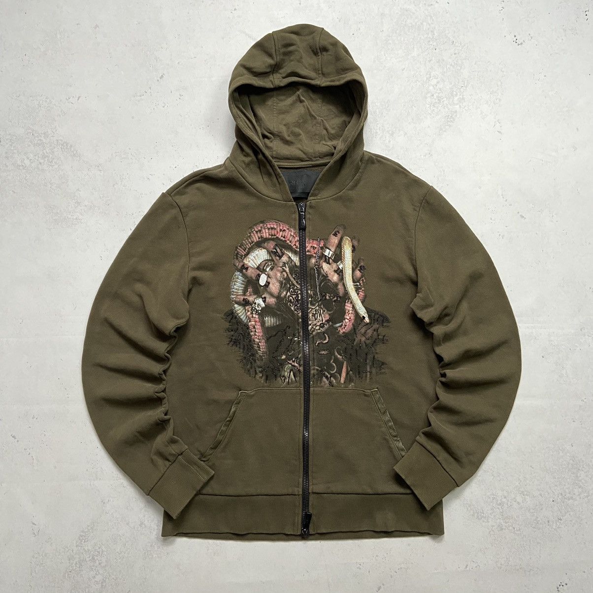 Vintage RH45 Zip Hoodie Snake Avant Garde Graphic Y2K Rare Designer