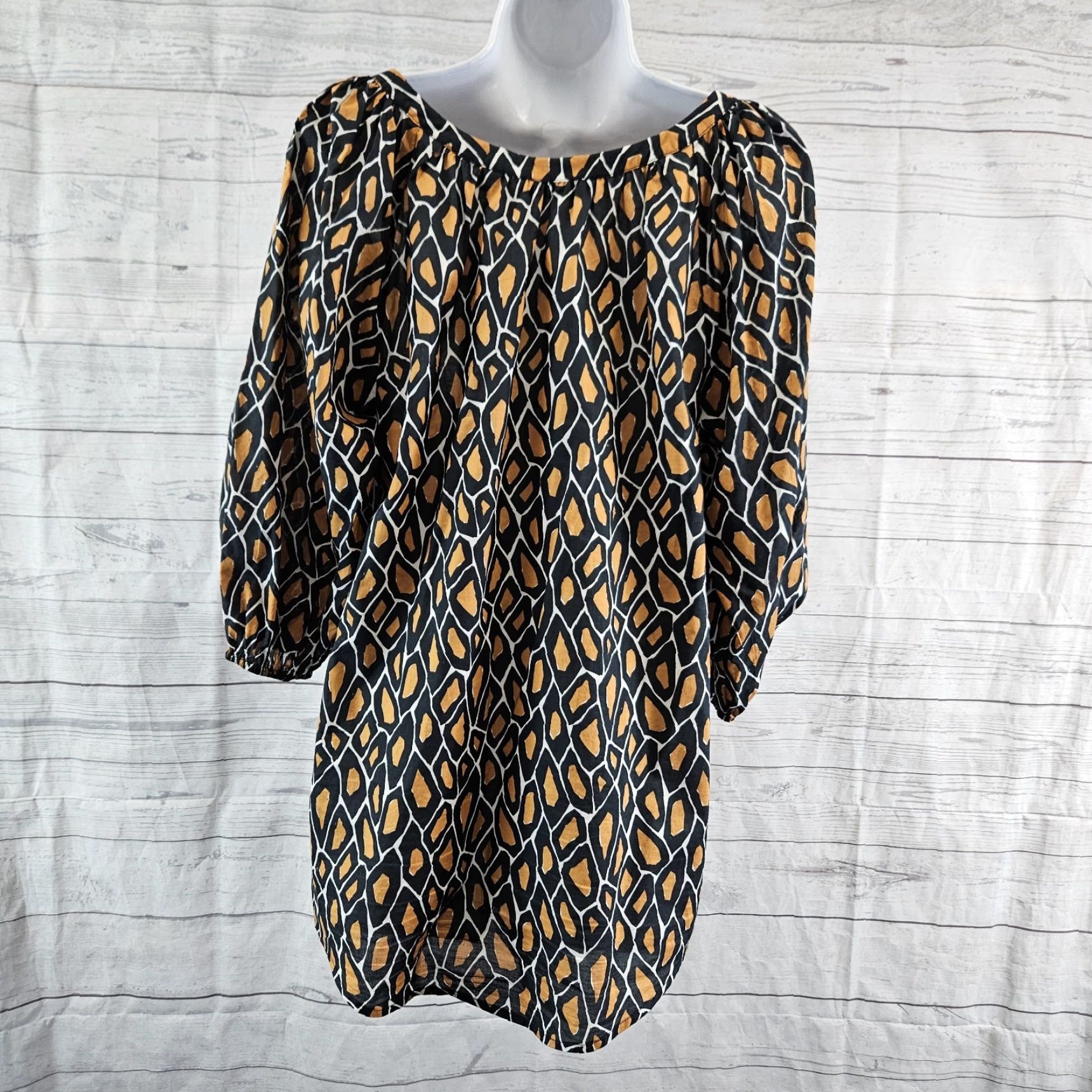 Isaac Mizrahi Isaac Mizrahi Live Womens Blouse Sz Small Black Multicolor Cotton Tassels 3/4 Sleeve V-Neck Pullover Adult Womens Size S / US 4 / IT 40 - 4 Thumbnail