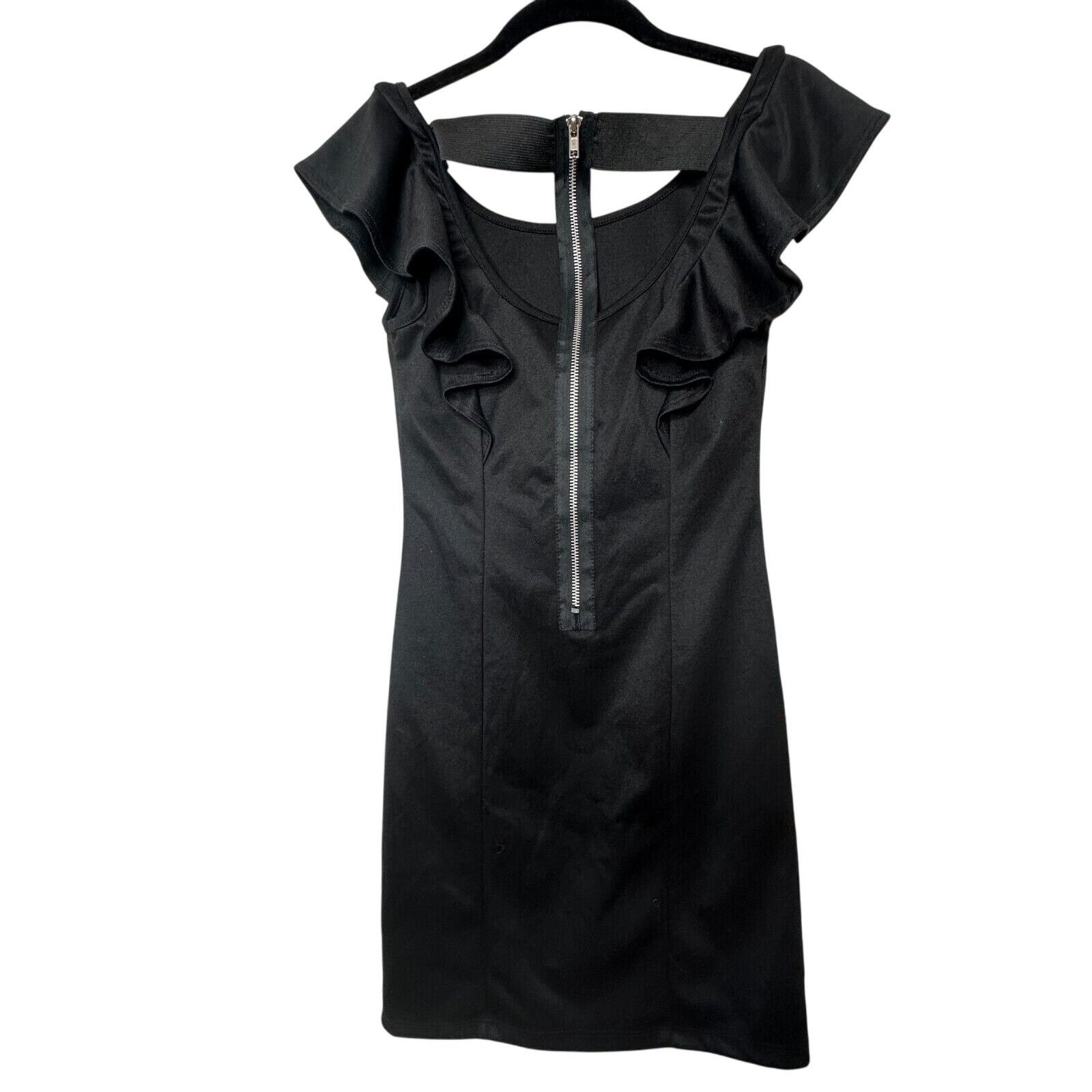 Other 21 Satin Black Ruffle Sleeveless Mini Exposed Back Design S Size S / US 4 / IT 40 - 1 Thumbnail