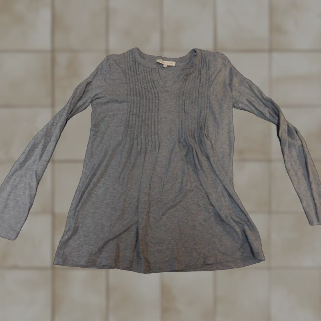 Jones New York Jones New York Blouse Medium Gray Womens pullover sport stretch cotton Shirt Knit Long Sleeve Round Neck Regular Base Breathable Vintage No Size M / US 6-8 / IT 42-44 - 1 Thumbnail