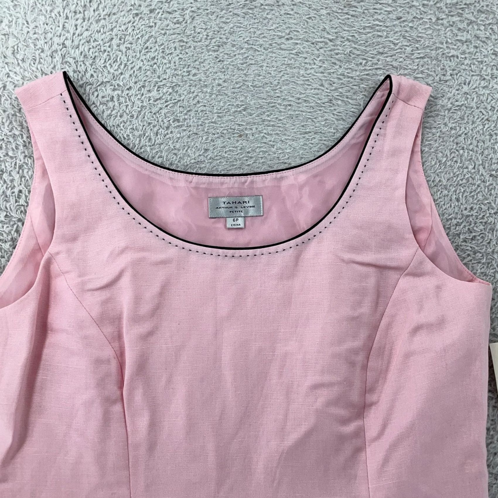 Vintage Tahari Lined Blouse Womens Petite 6P Pink Sleeveless Linen Blend Camisole Tank Shirt Womens Casual Size M / US 6-8 / IT 42-44 - 2 Thumbnail