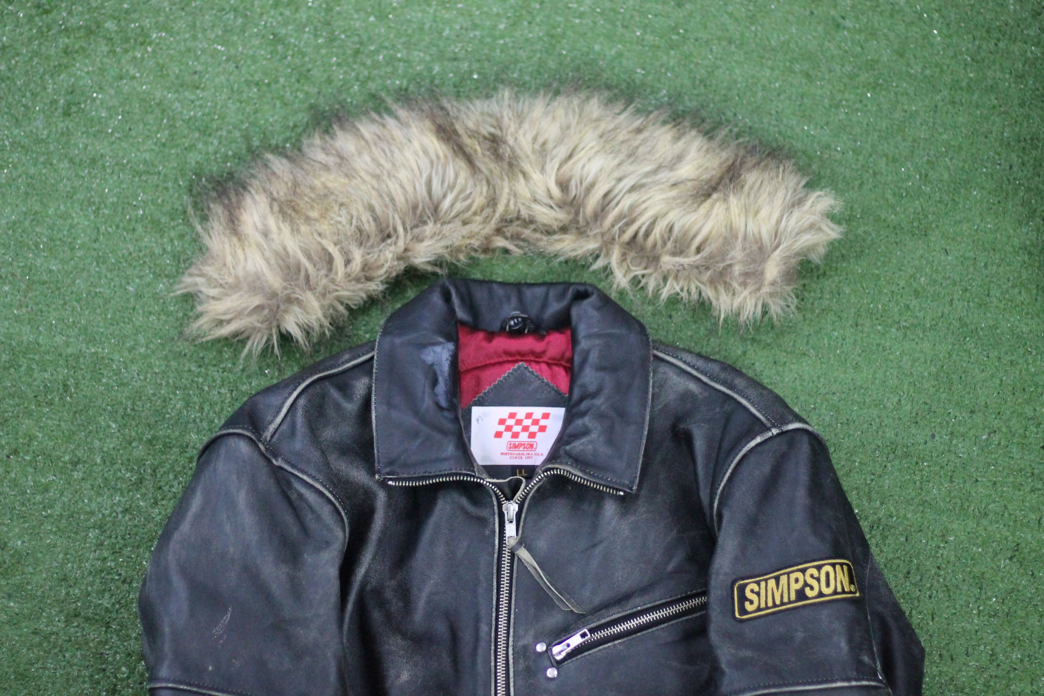 Vintage RARE! Vintage SIMPSON Leather Jacket Removable Fur Collar. Size US L / EU 52-54 / 3 - 12 Thumbnail