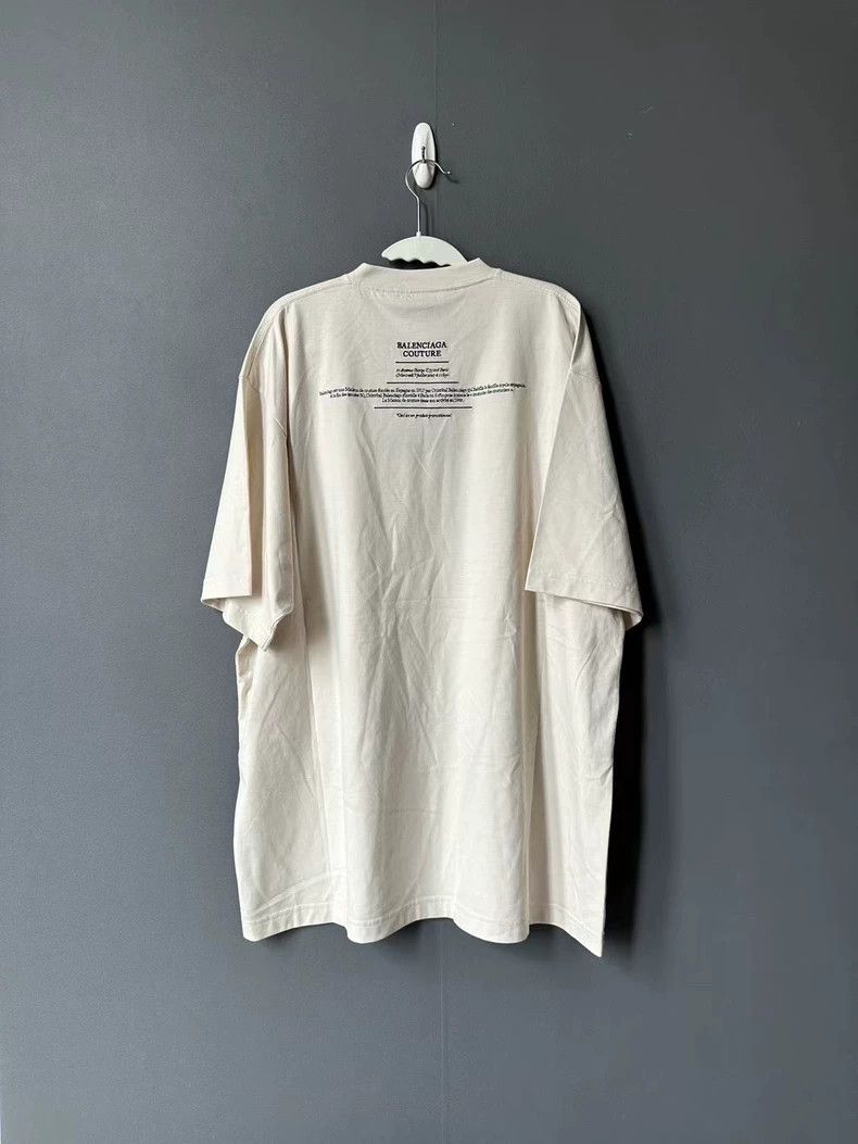 Balenciaga Balenciaga Beige slogan embroidered logo short sleeve 2502- Size US XS / EU 42 / 0 - 2 Thumbnail